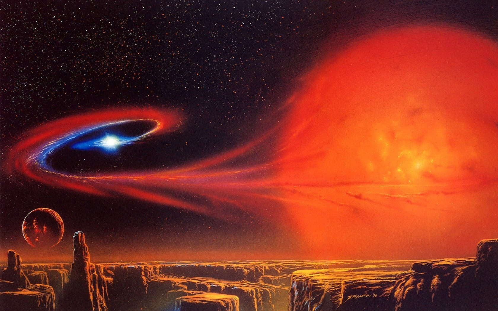 720P, Black Hole, Space, Landscape, Sci Fi, Sun, Planetscape, Star, Dwarf Star, Planet, HD Wallpaper