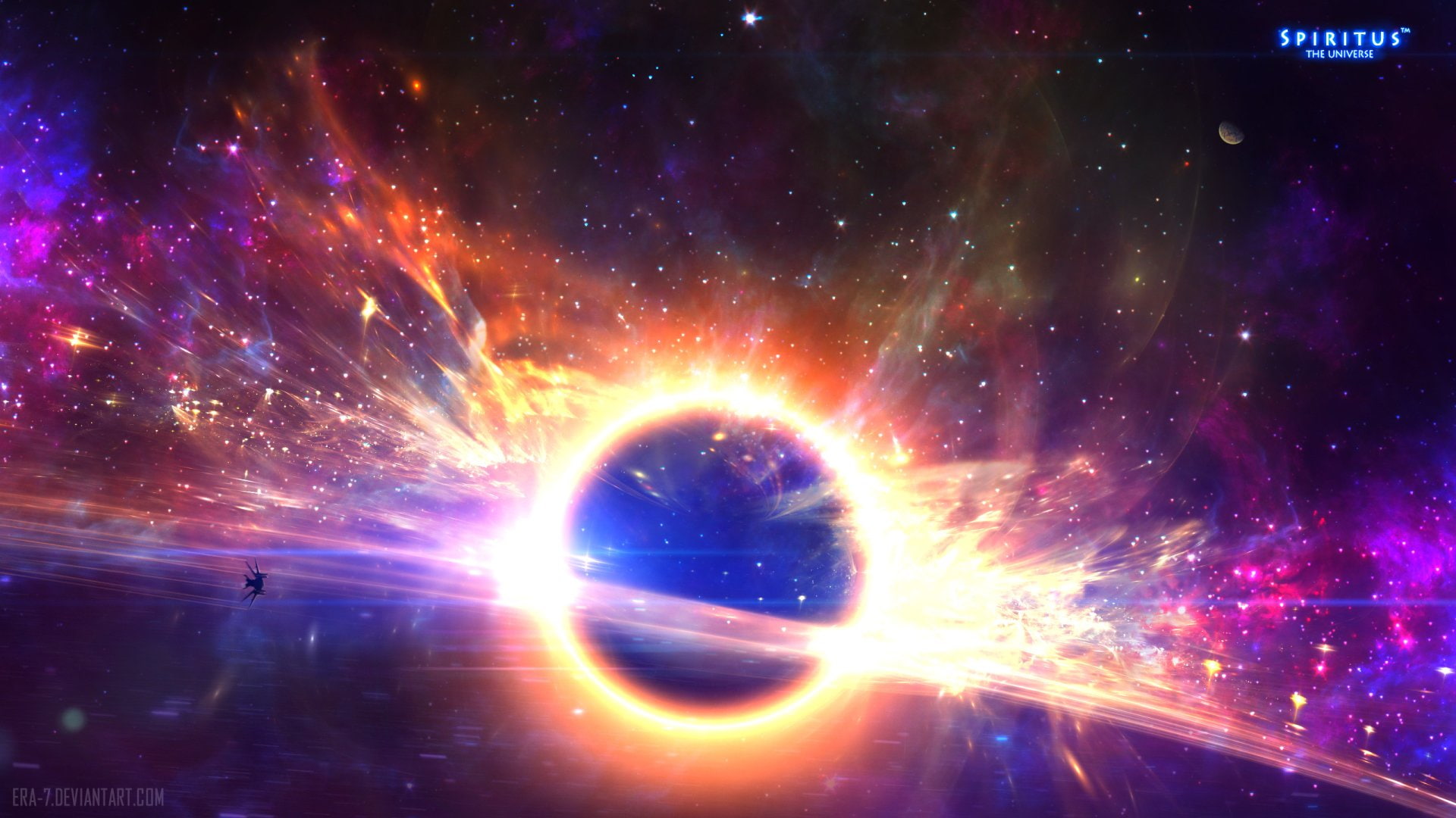 Sci Fi, Stars, Spaceship, Space, Black Hole, 1080P, HD Wallpaper