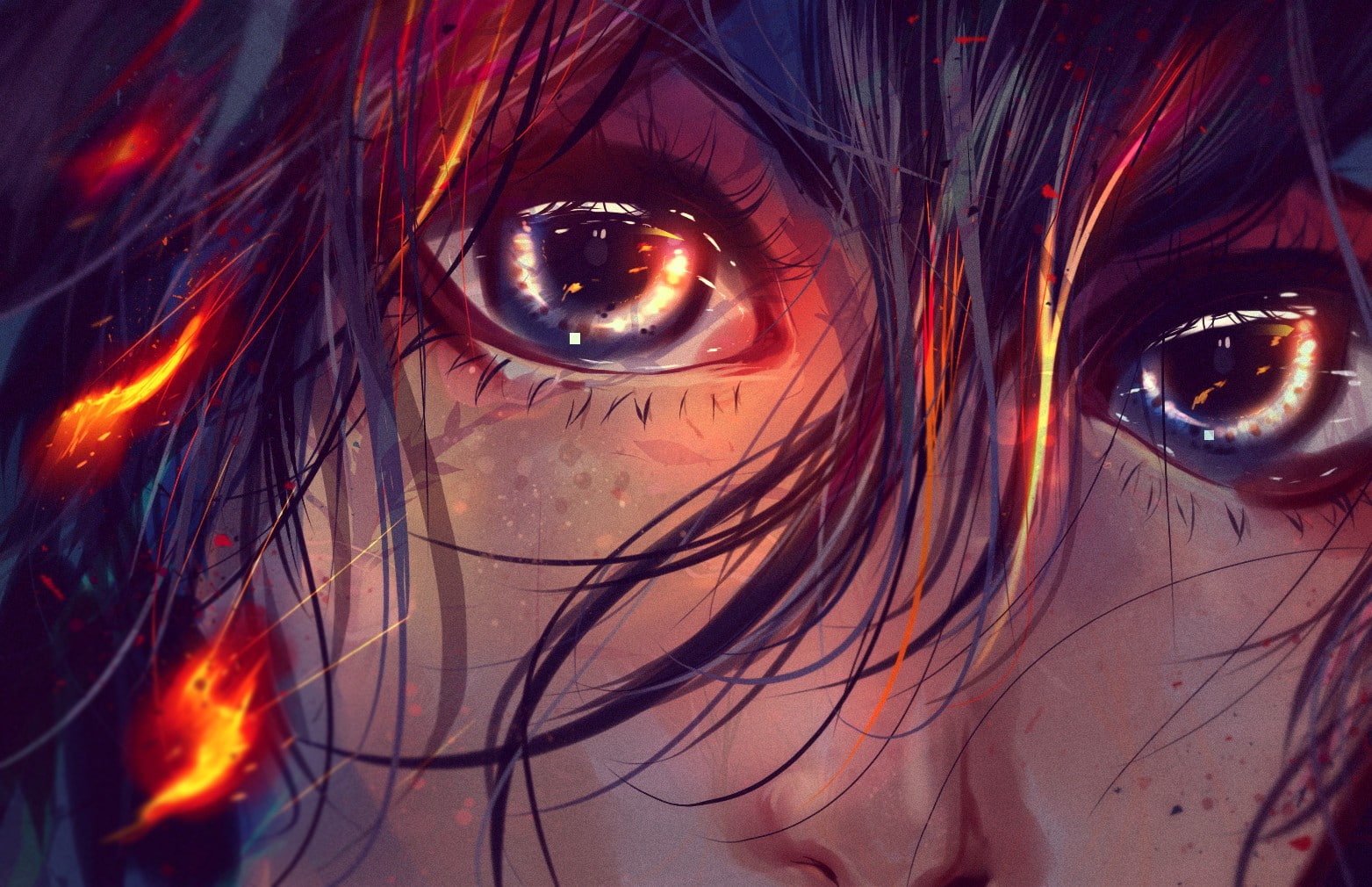 Hit Girl, fire, portrait, 720P, drawing, HD Wallpaper