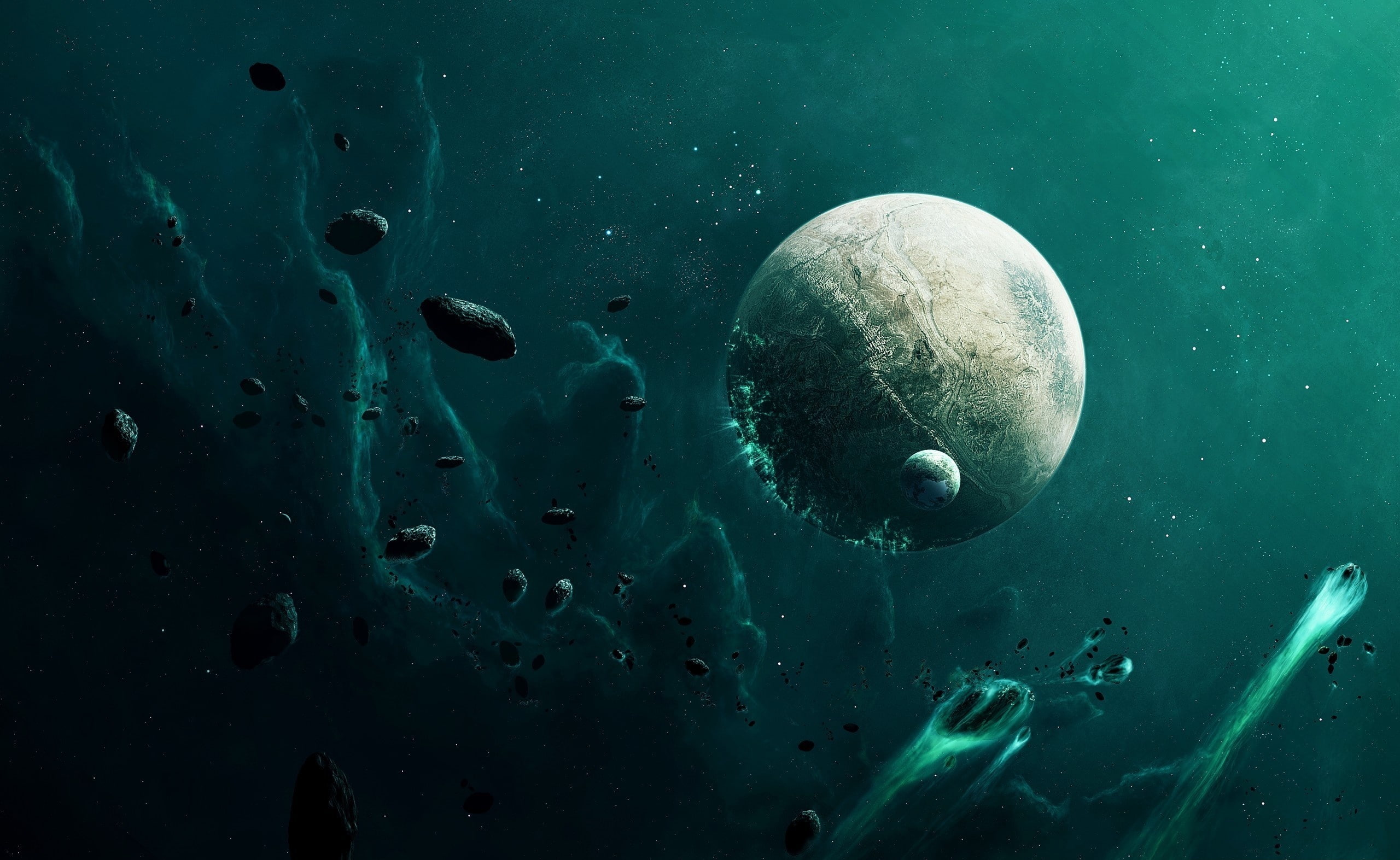 turquoise colored, nature, one animal, planets, Space, science, sea life, planet, underwater, animal themes, white, close-up, undersea, animal, animal wildlife, HD Wallpaper