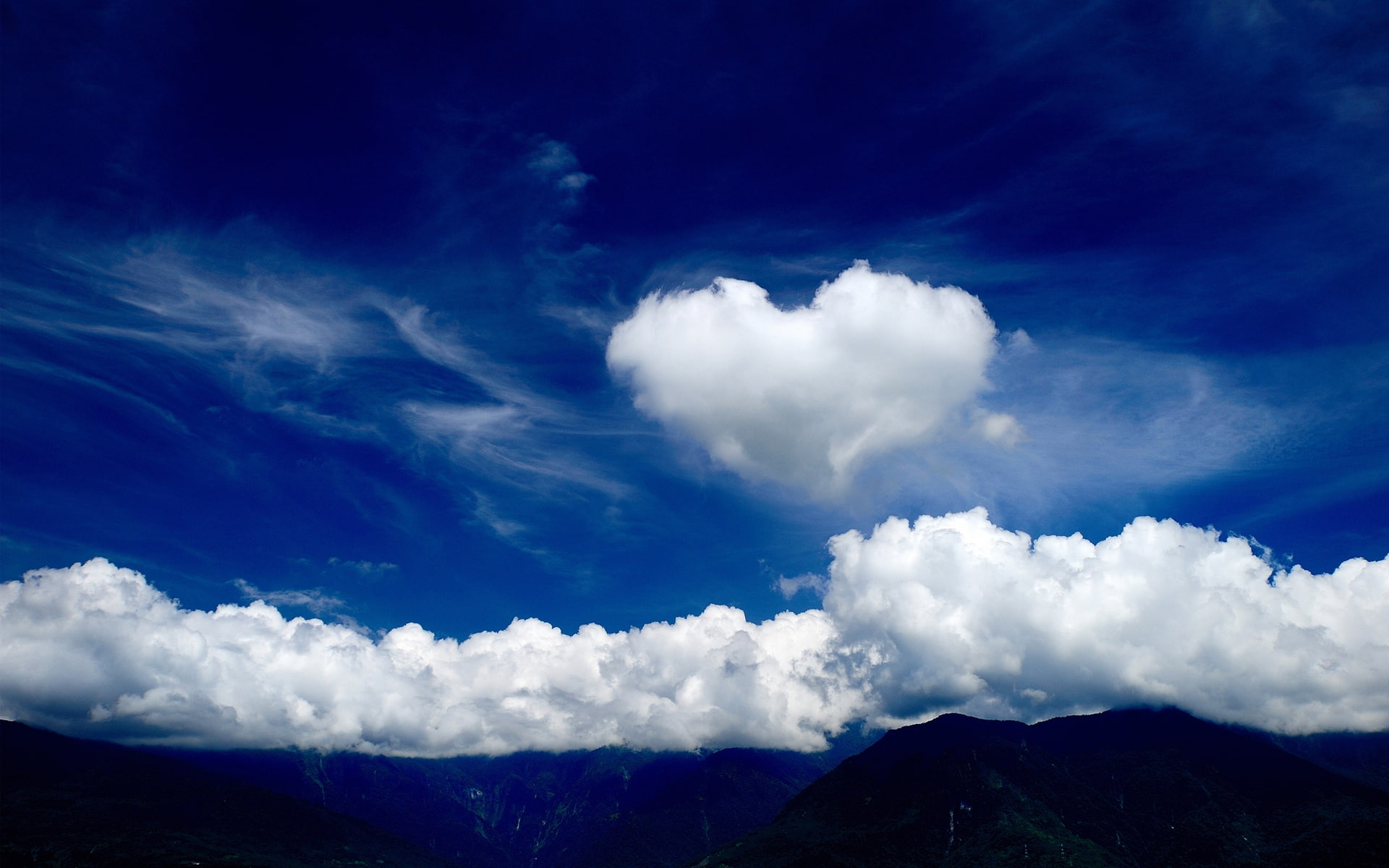 1080P, clouds, background, love, heart, sky love, HD Wallpaper