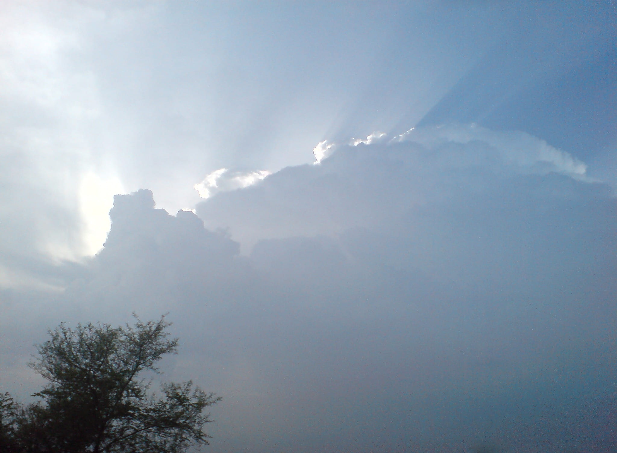 Clouds, scenics - nature, sunlight, no people, light, natural, horizon, tree, Air, Light, air, sunbeam, cumulus, atmosphere, silhouette, beauty in nature, HD Wallpaper