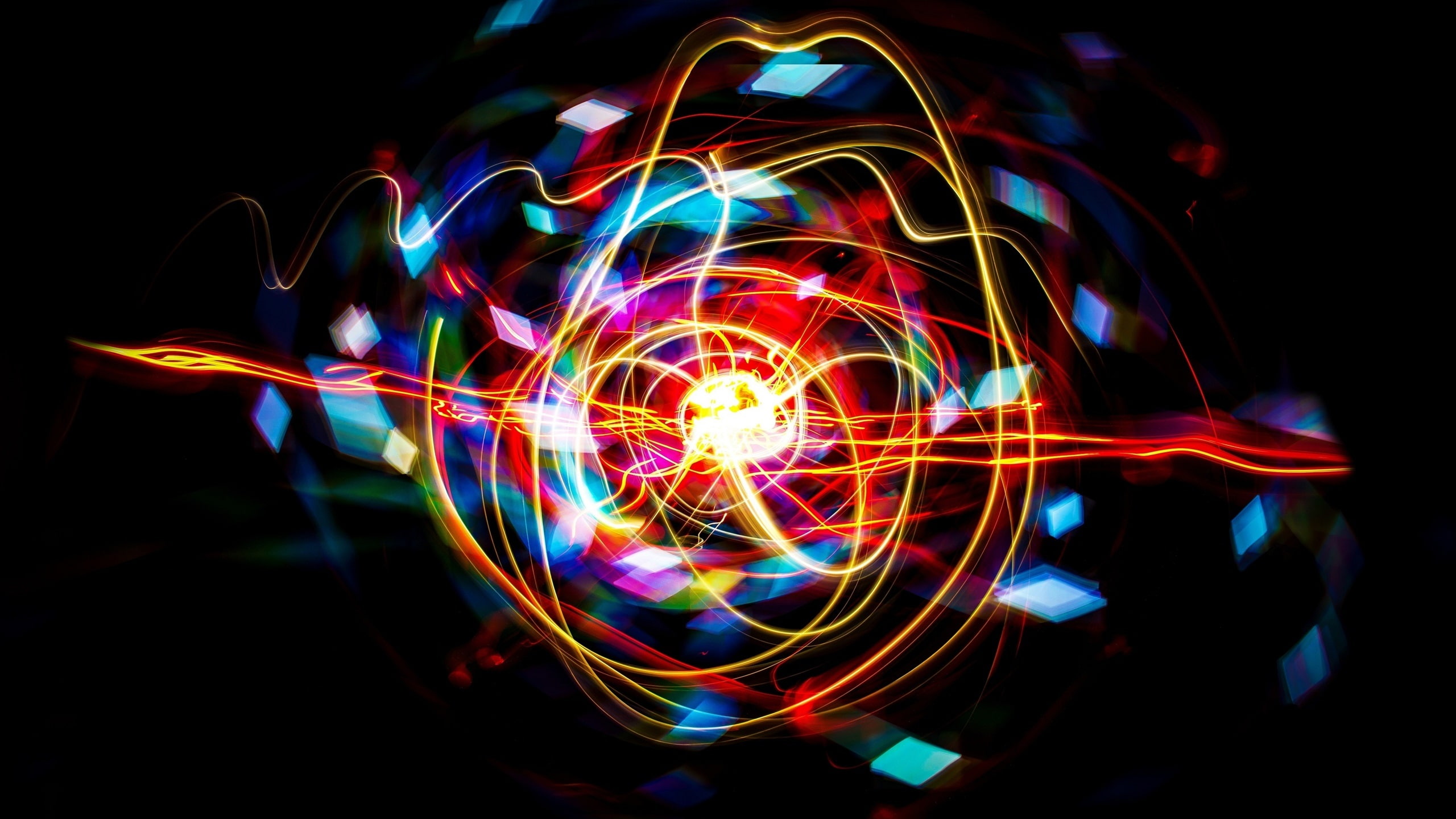 Lines, 2K, Curved, Abstract, Light, Colors, HD Wallpaper
