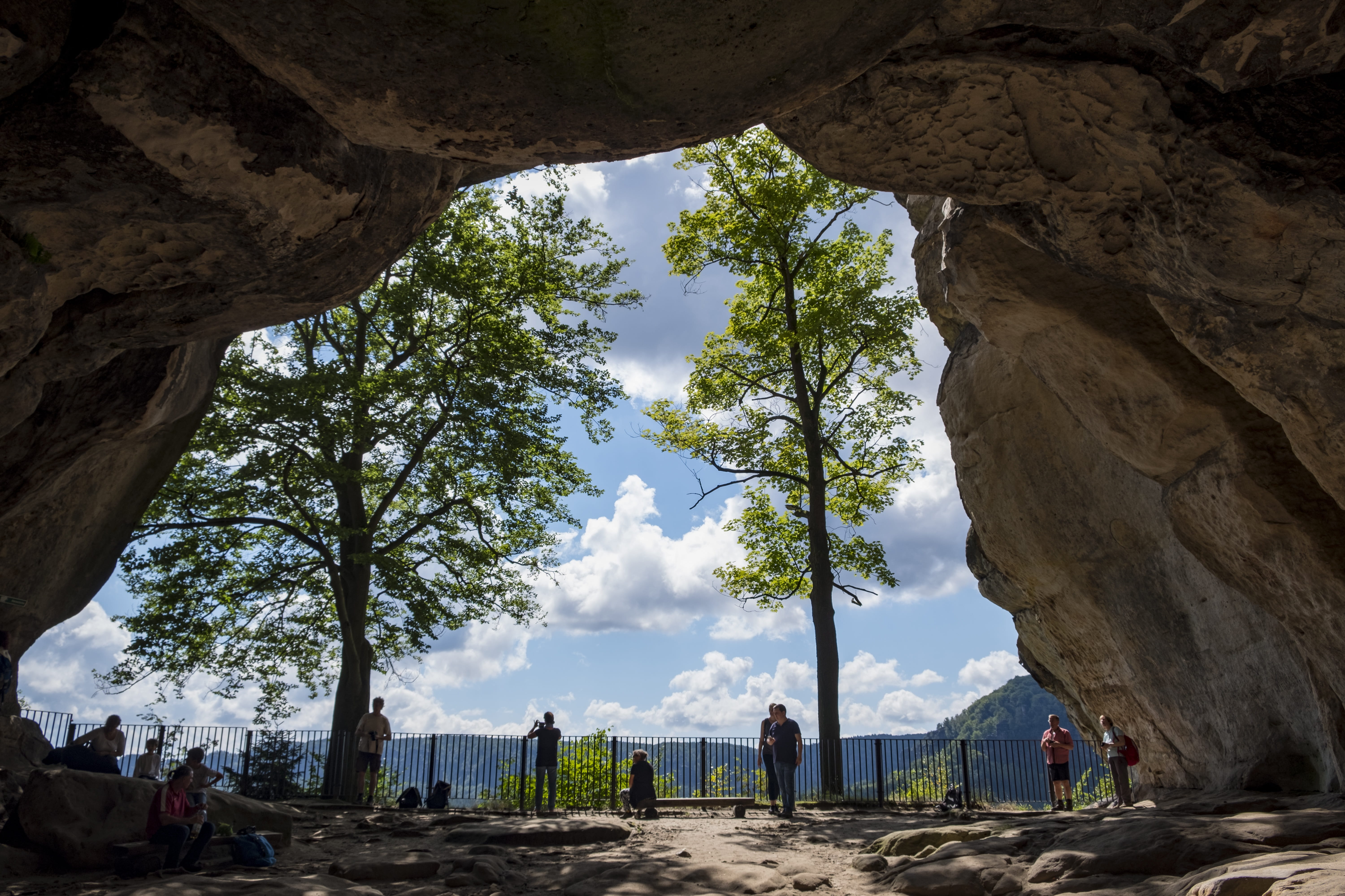 group of people, goal, rock, incidental people, scenics - nature, light, saxony, plant, day, outdoors, saxon-switzerland, ray of hope, cowshed, opening, HD Wallpaper