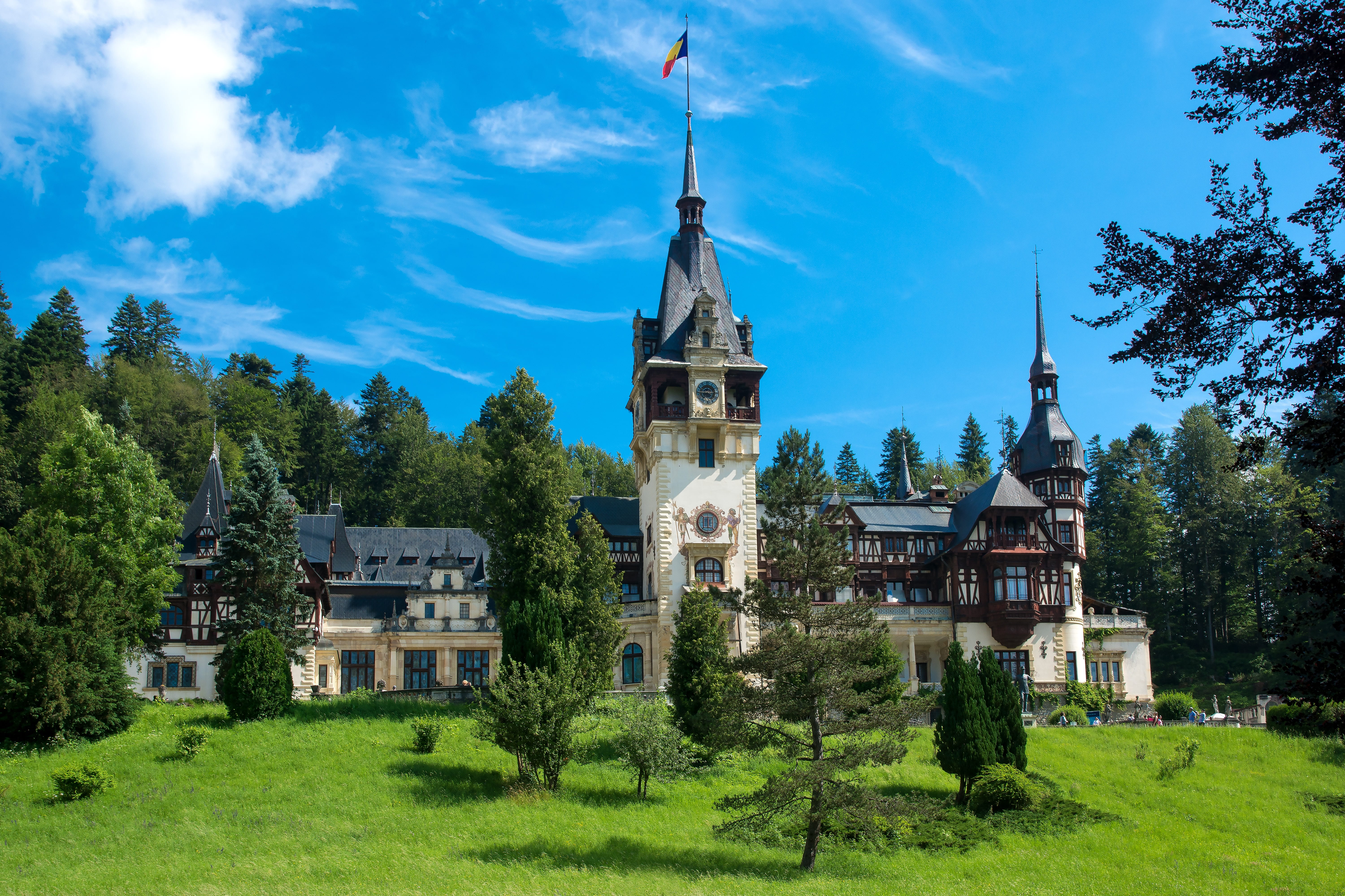 building, grass, 5K, green color, religion, no people, architecture, plant, mountains, the past, castles, structure, place of worship, outdoors, carpathian mountains, HD Wallpaper