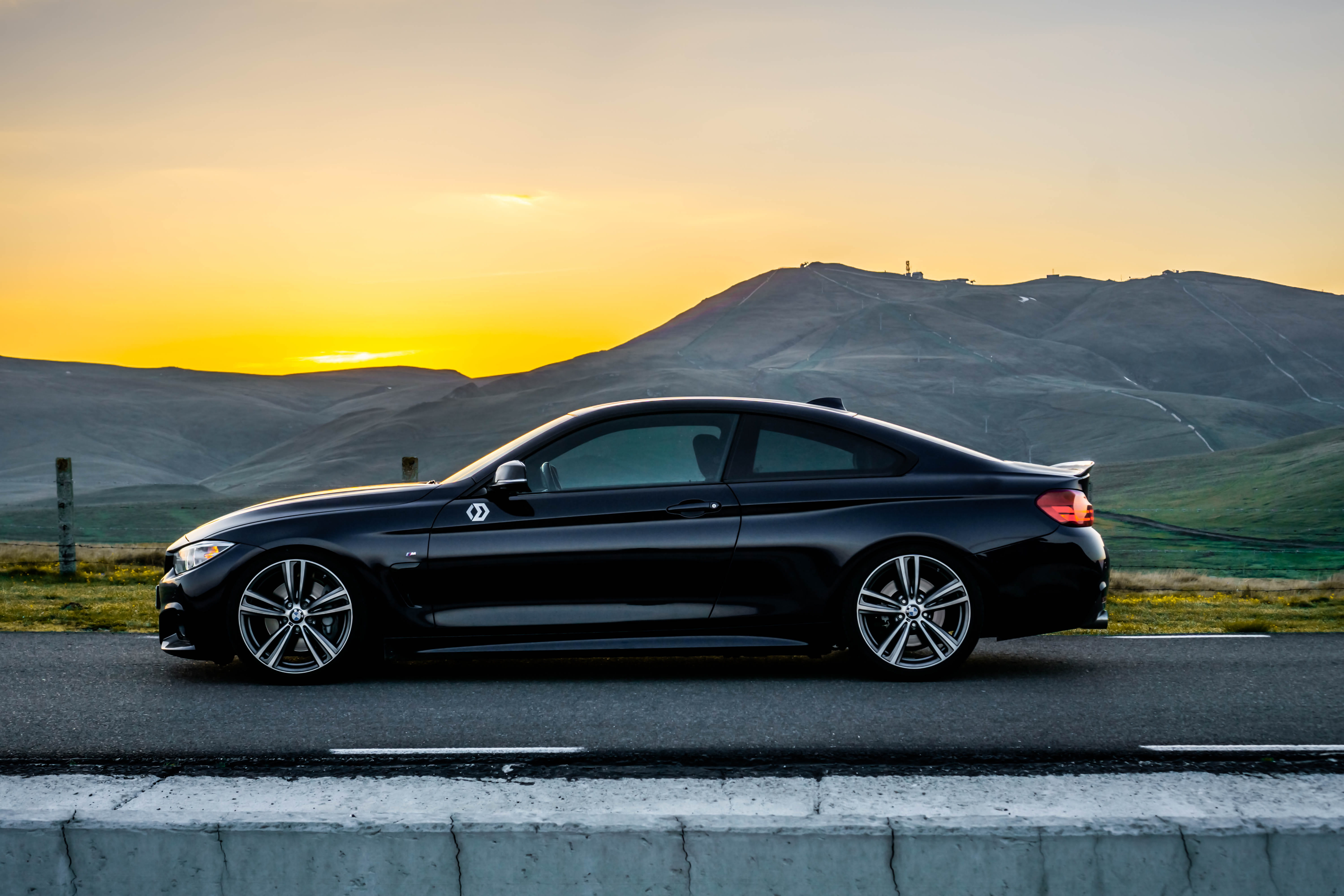 street, wilderness, summer, travel, romania, sky, 5K, grass, transportation, outdoors, landscape, wheel, meadow, dark car, hill, bmw 4er, sun, engine, HD Wallpaper