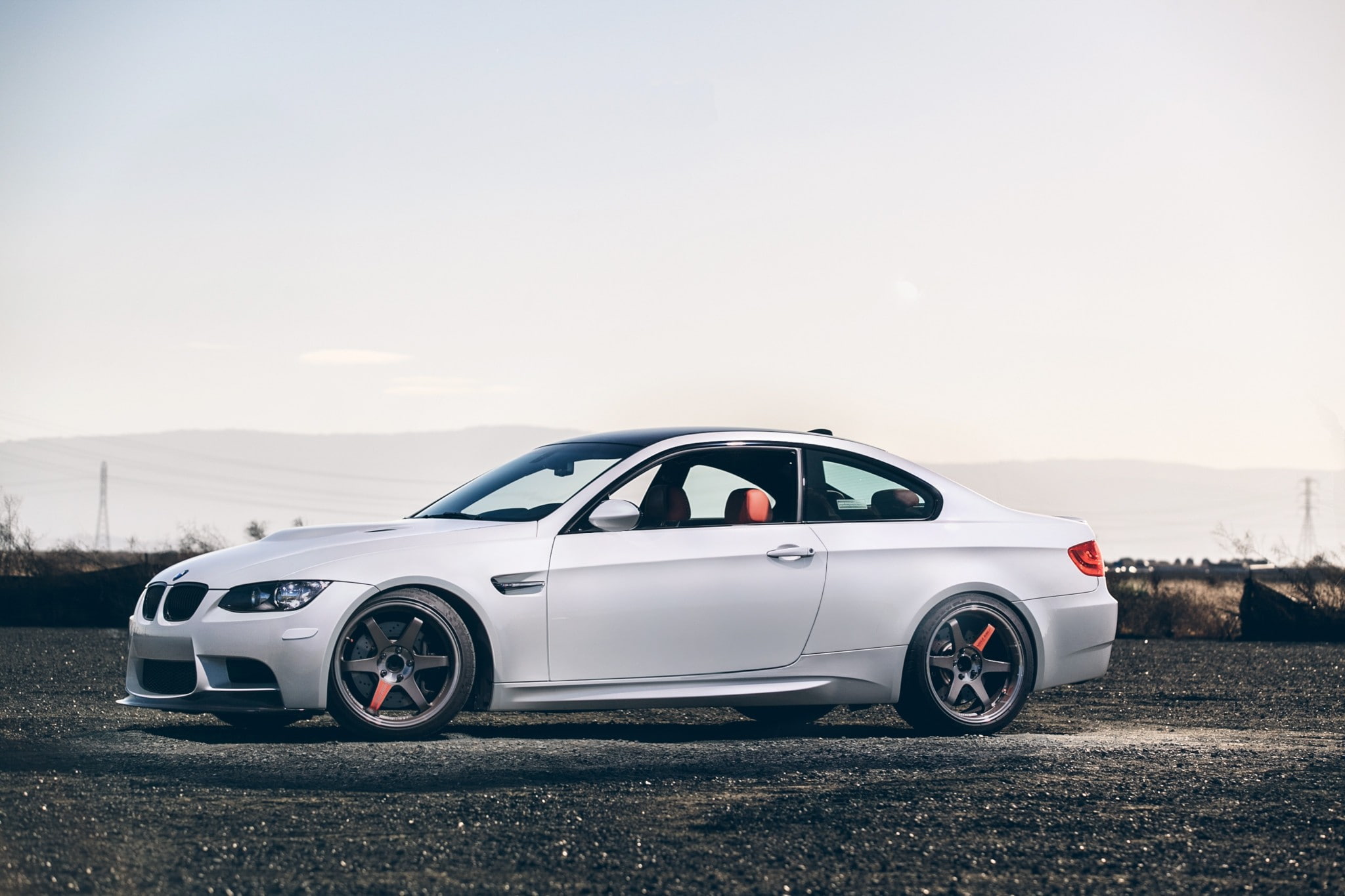 1080P, e, wheels, white, black, coupe, sky, m, side view, bmw, HD Wallpaper
