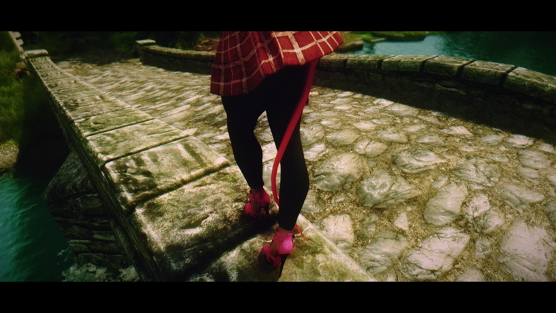 women, human limb, 1080P, human leg, water, glasses, skirt, day, lifestyles, grass, tartan skirt, auto post production filter, human foot, standing, human body part, HD Wallpaper