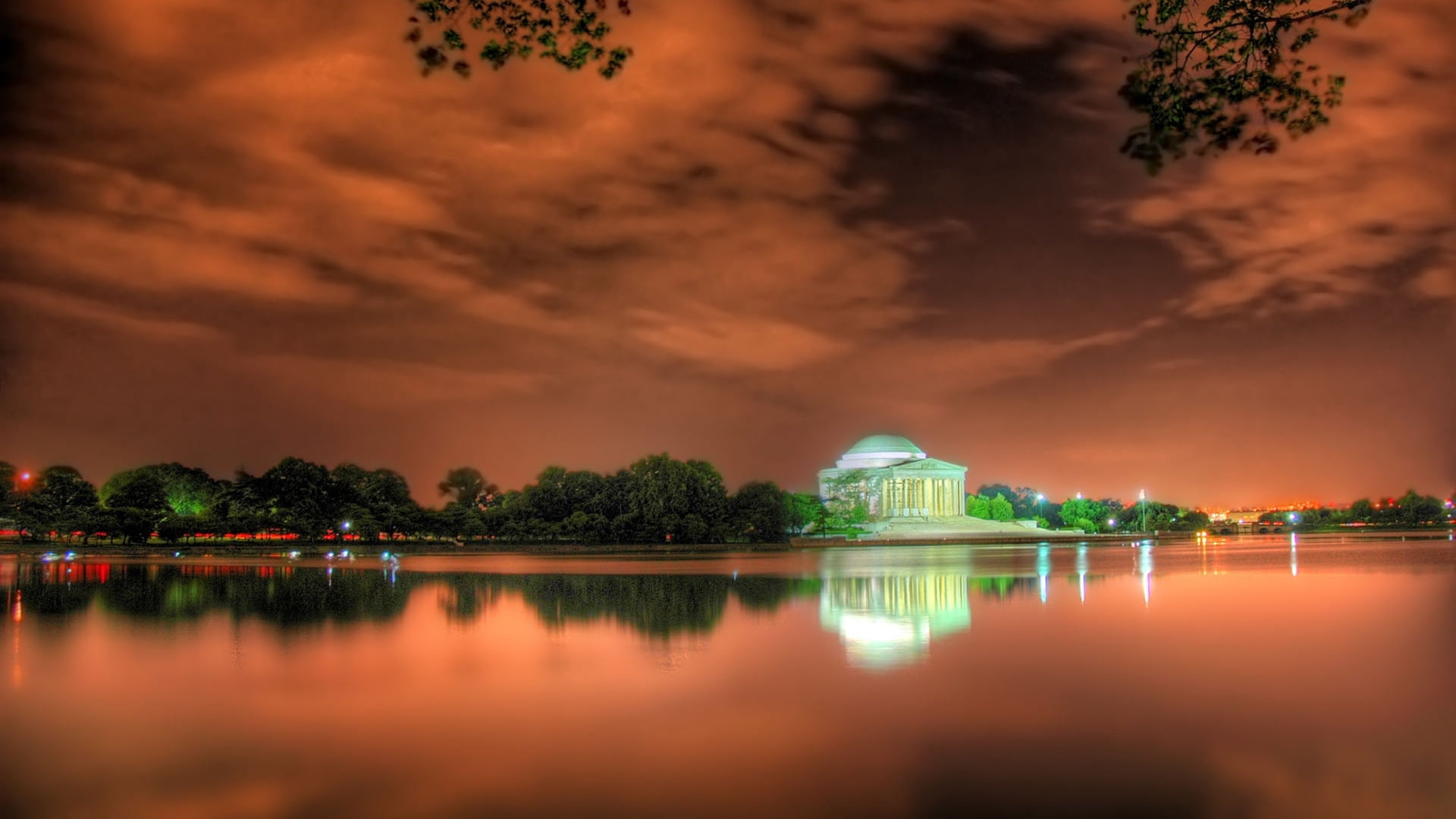 pond, beach, washington, building Exterior, travel, built Structure, cultures, illuminated, temple - Building, travel Destinations, water, architecture, HD Wallpaper