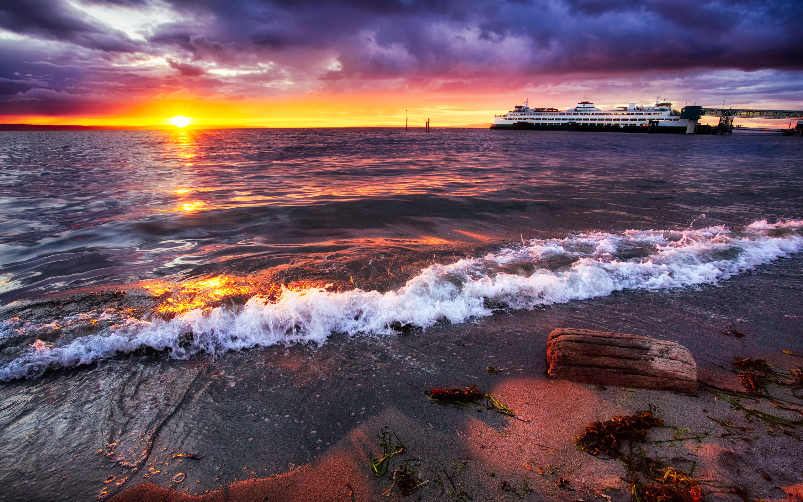  sunset, desktop, hd, edmonds, beautiful, washington, 2K, beach, HD Wallpaper