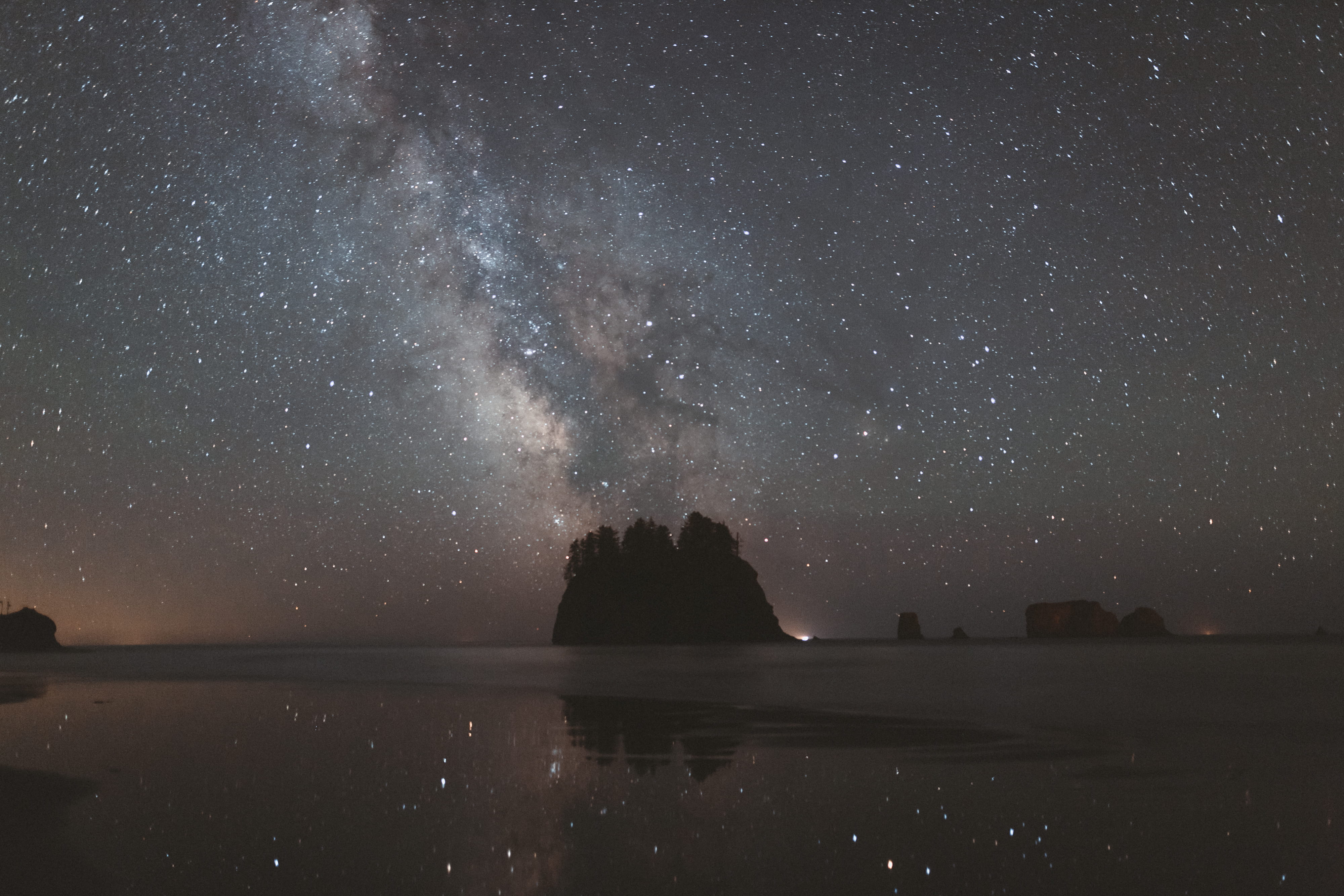 star, washington, water, outdoor, galaxy, photo, no people, scenics - nature, camping, star field, astronomy, milky way, island, sky, land, stars, 4K, HD Wallpaper
