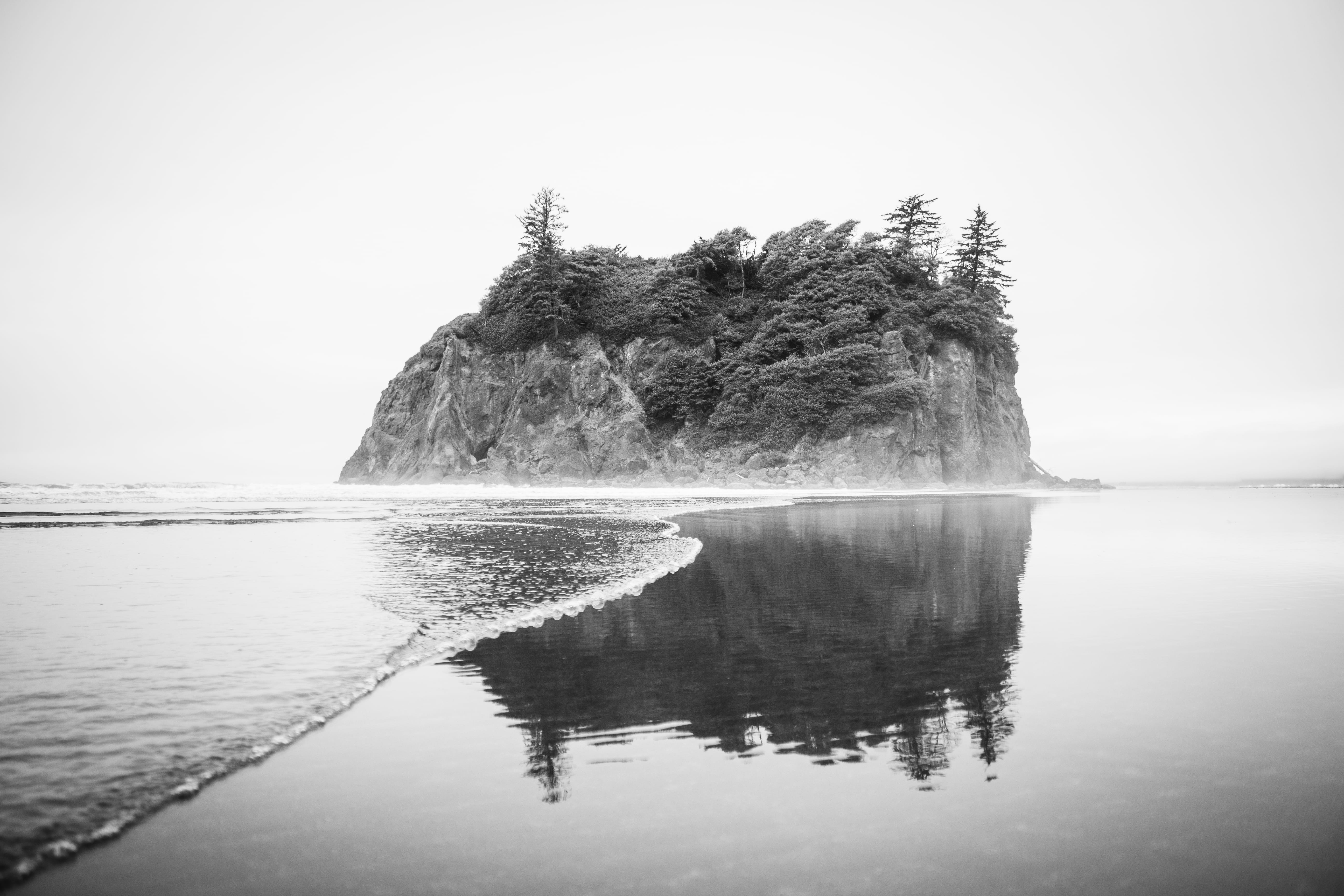 sunlight, lake, no People, water, ruby, seascape, waters Edge, travel, beach mist, summer, rock, forest, black And White, day, tree, reflection, idyllic, HD Wallpaper