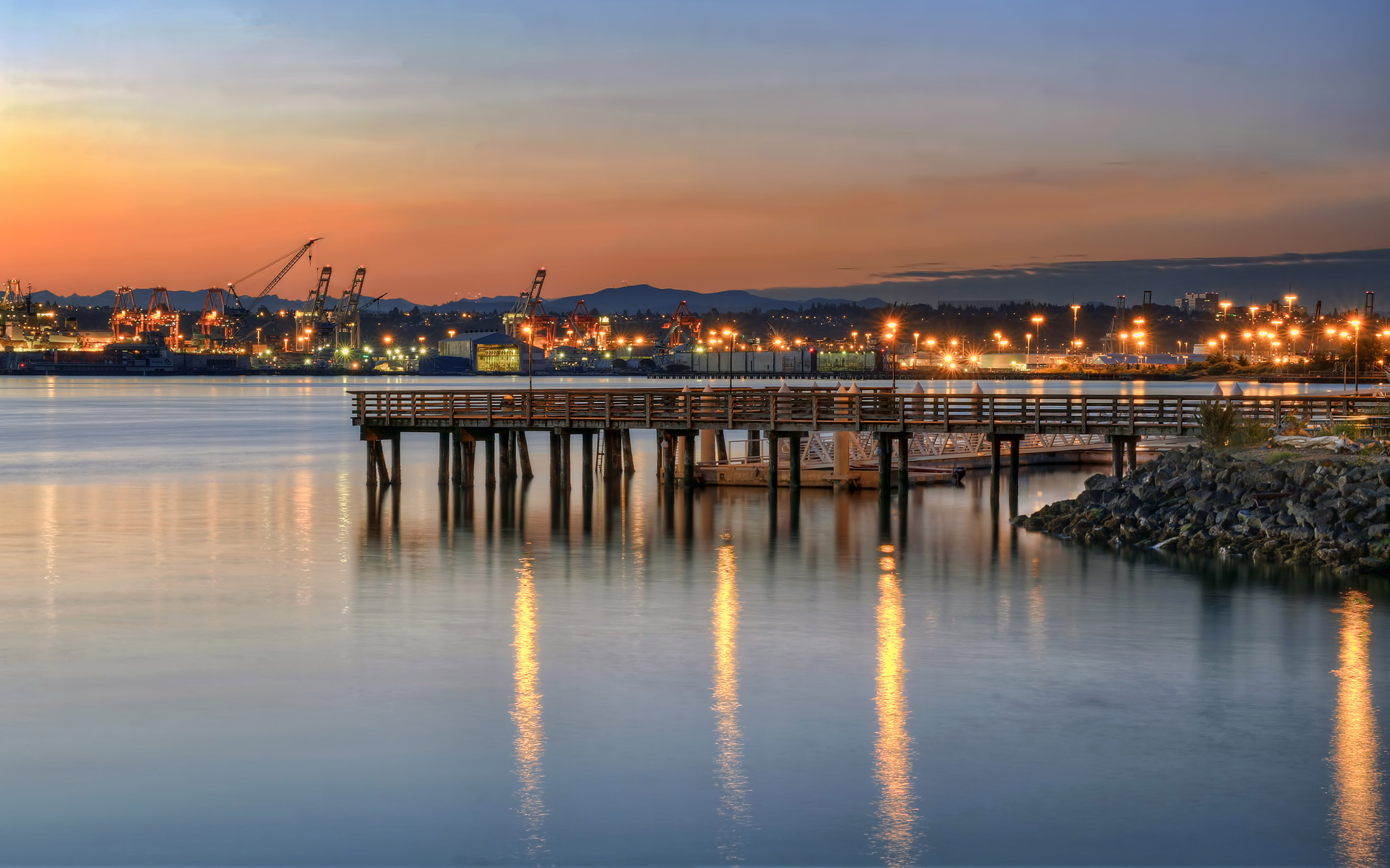 beauty in nature, illuminated, building exterior, sunset, fishing, seattle, connection, seacrest, scenics - nature, hd, washington, ultra, laptop, HD Wallpaper