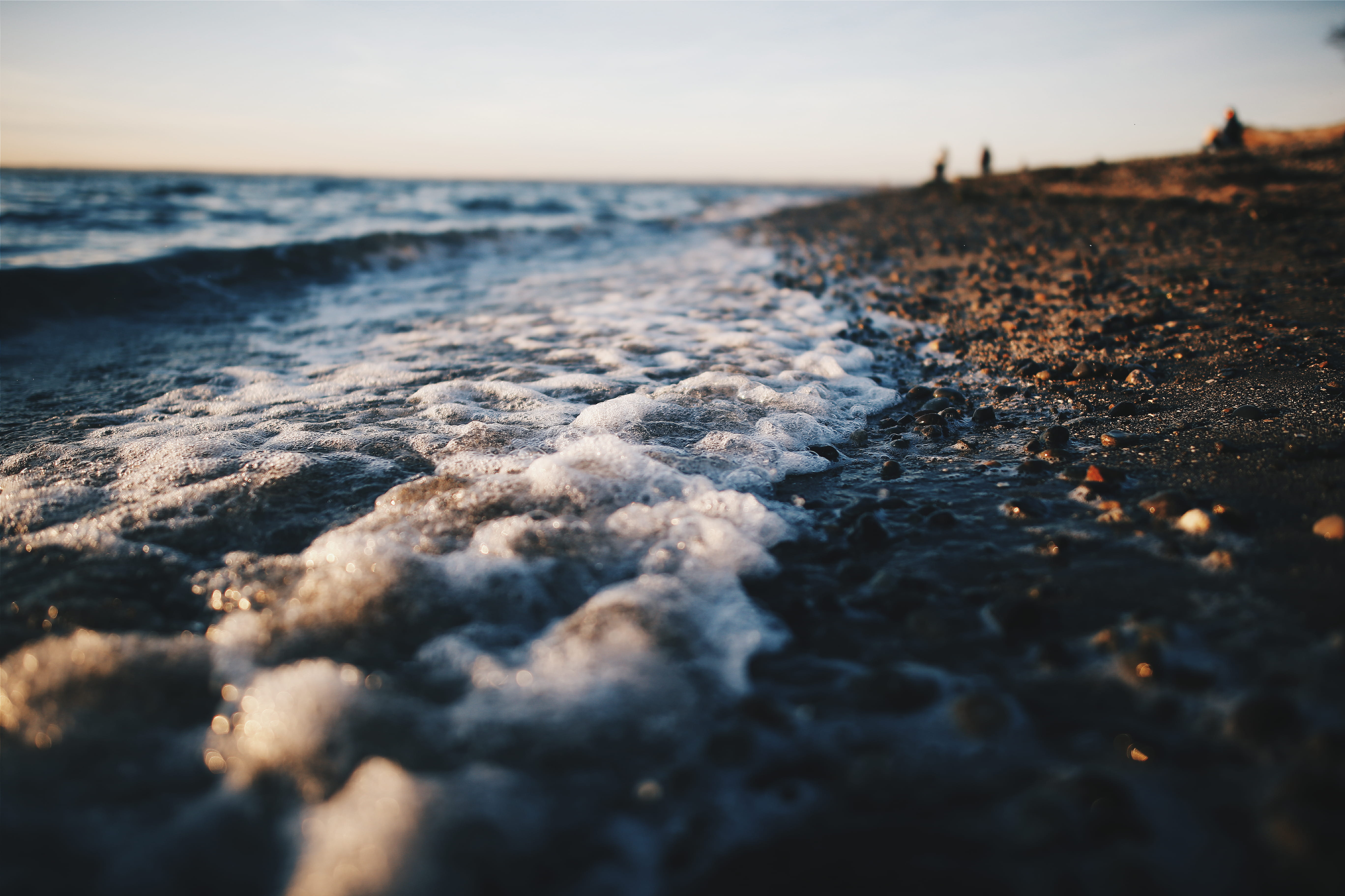 sea, surface level, sky, horizon, selective focus, water, outdoors, beauty in nature, land, no people, washington, wave, tranquility, sunset, bellingham, HD Wallpaper