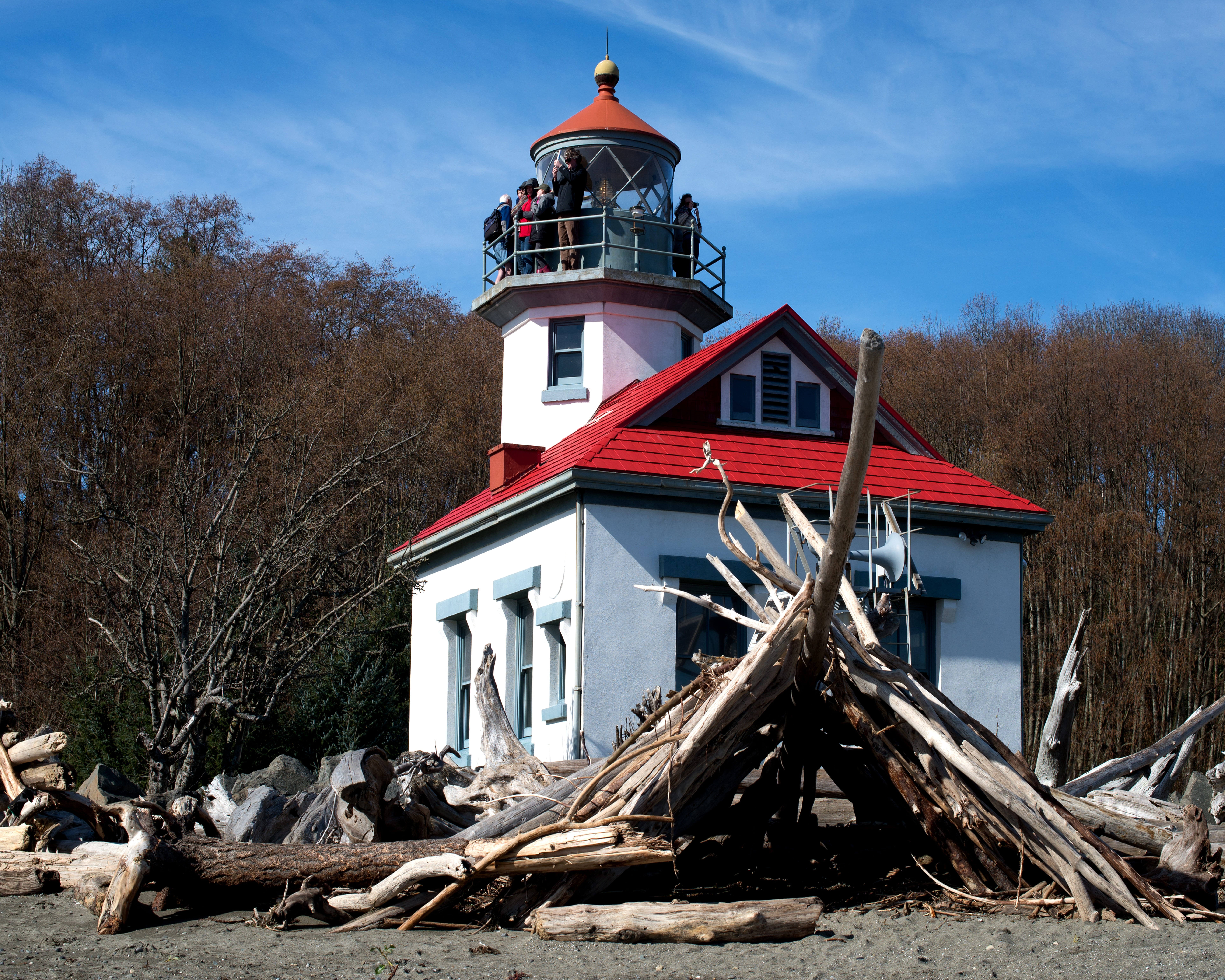 tower, 8K, seascape, driftwood, nature, land, tree, structure, outdoors, lighthouse, maury island, island, residential district, sunlight, day, nautical, HD Wallpaper