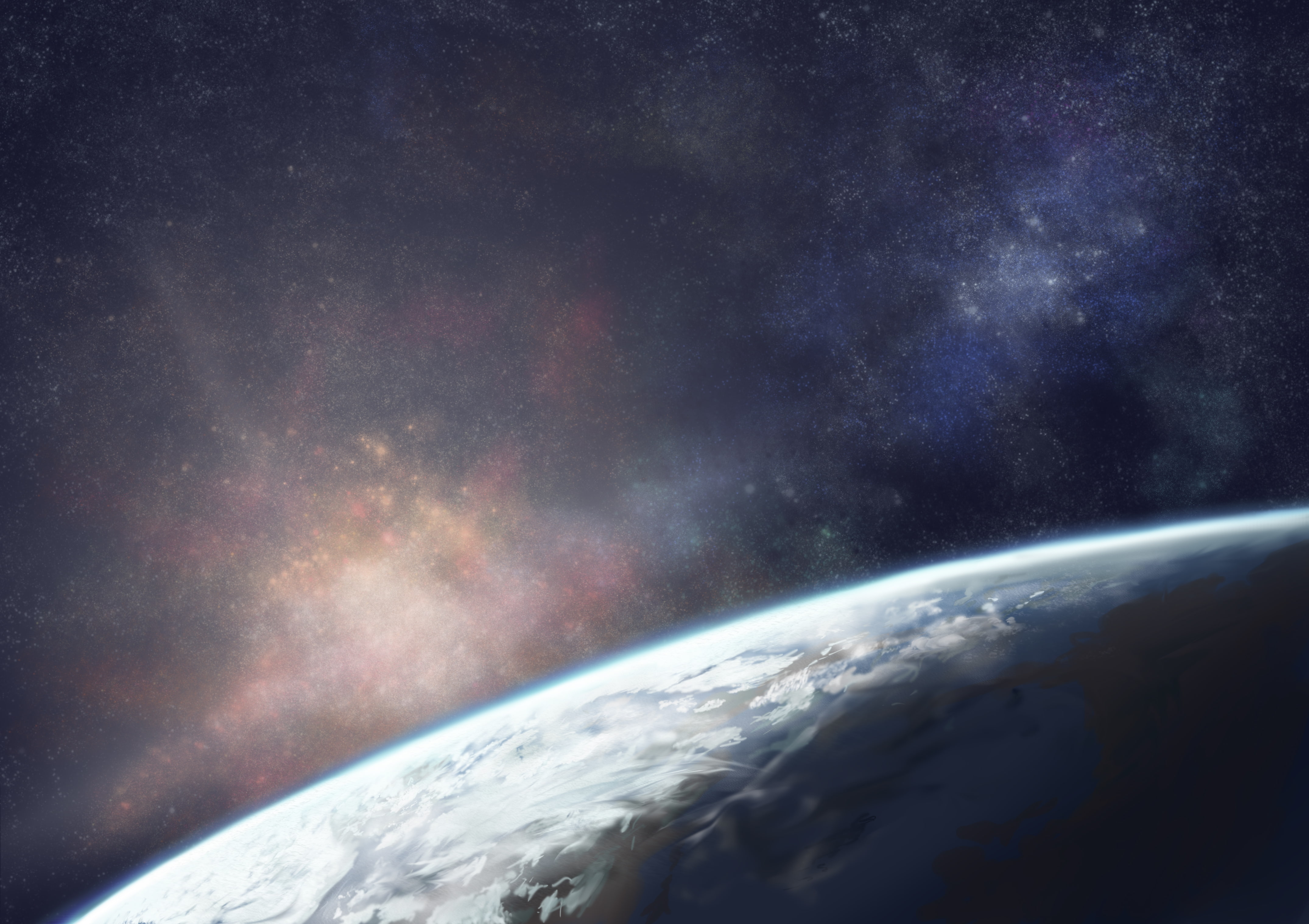 the sky, art, illustration, moruga, space, 4K, earth, planet, stars, HD Wallpaper