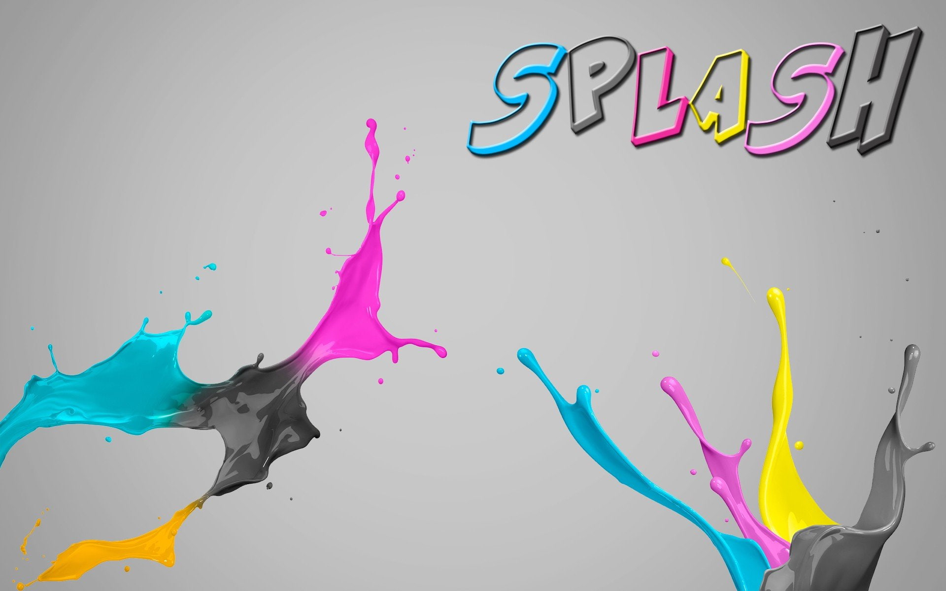 creativity, water, CMYK, no people, purple, splashing, studio shot, multi colored, 1080P, text, blue, indoors, nature, ink, pink color, paint, gray, motion, HD Wallpaper