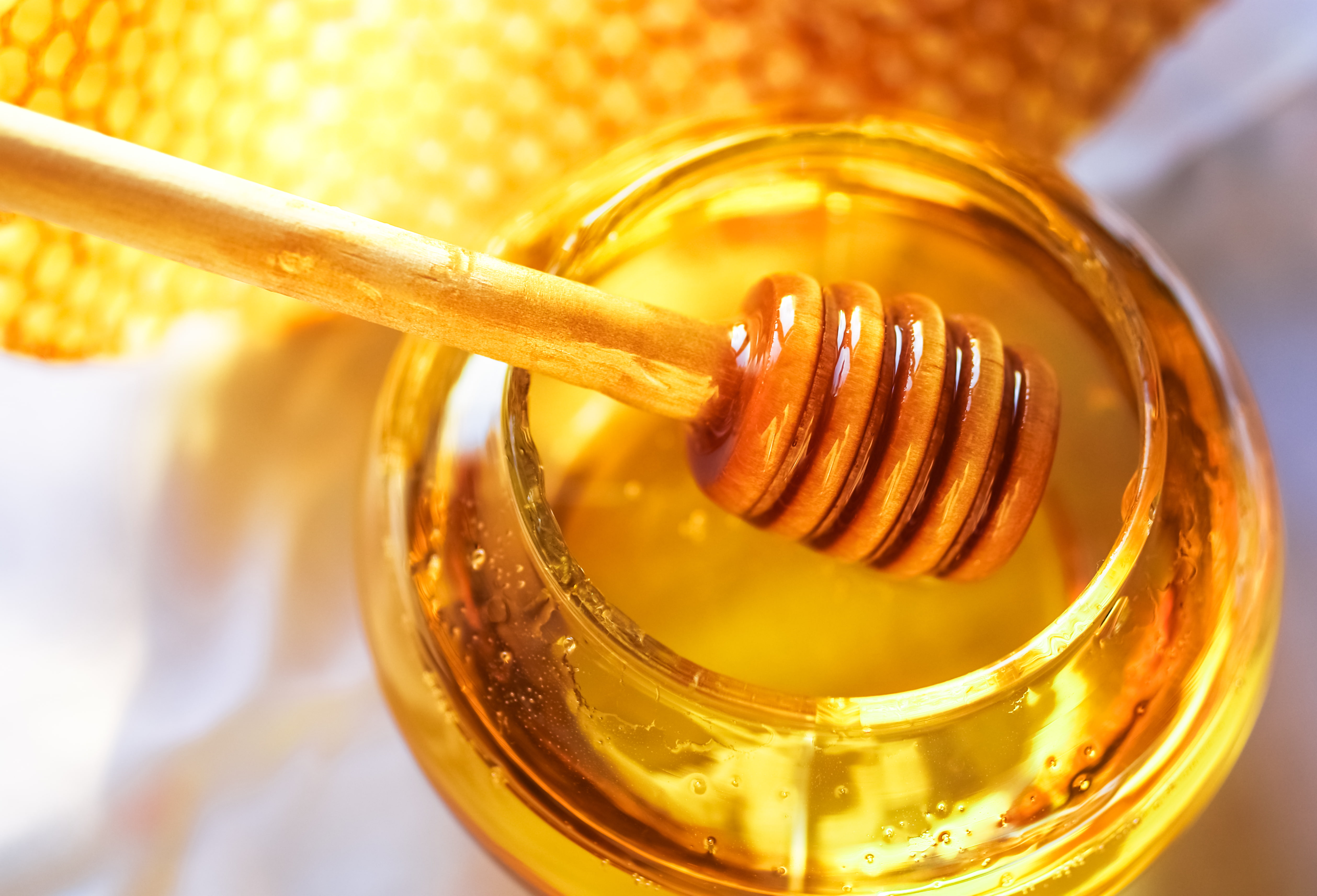 4K, honey, cell, spoon, jar, Bank, HD Wallpaper