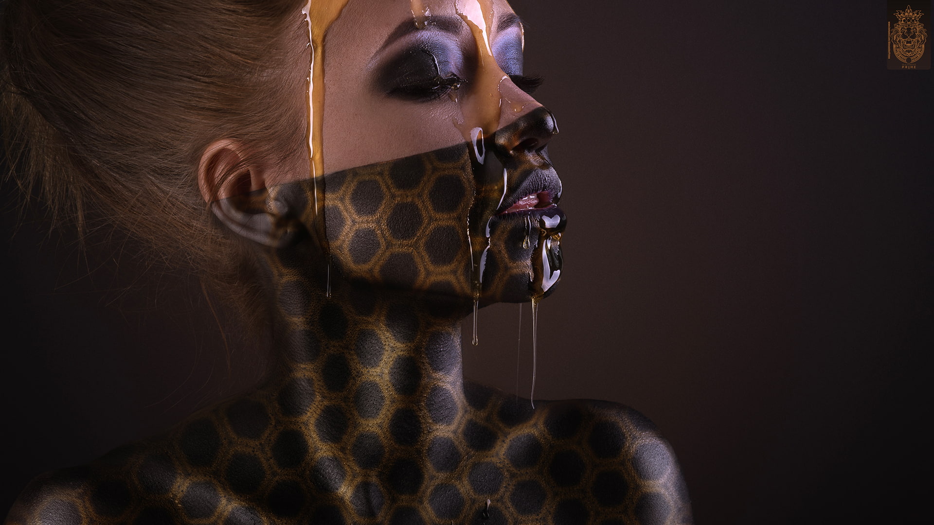 Alexander Prime, honey, women, 1080P, body paint, HD Wallpaper