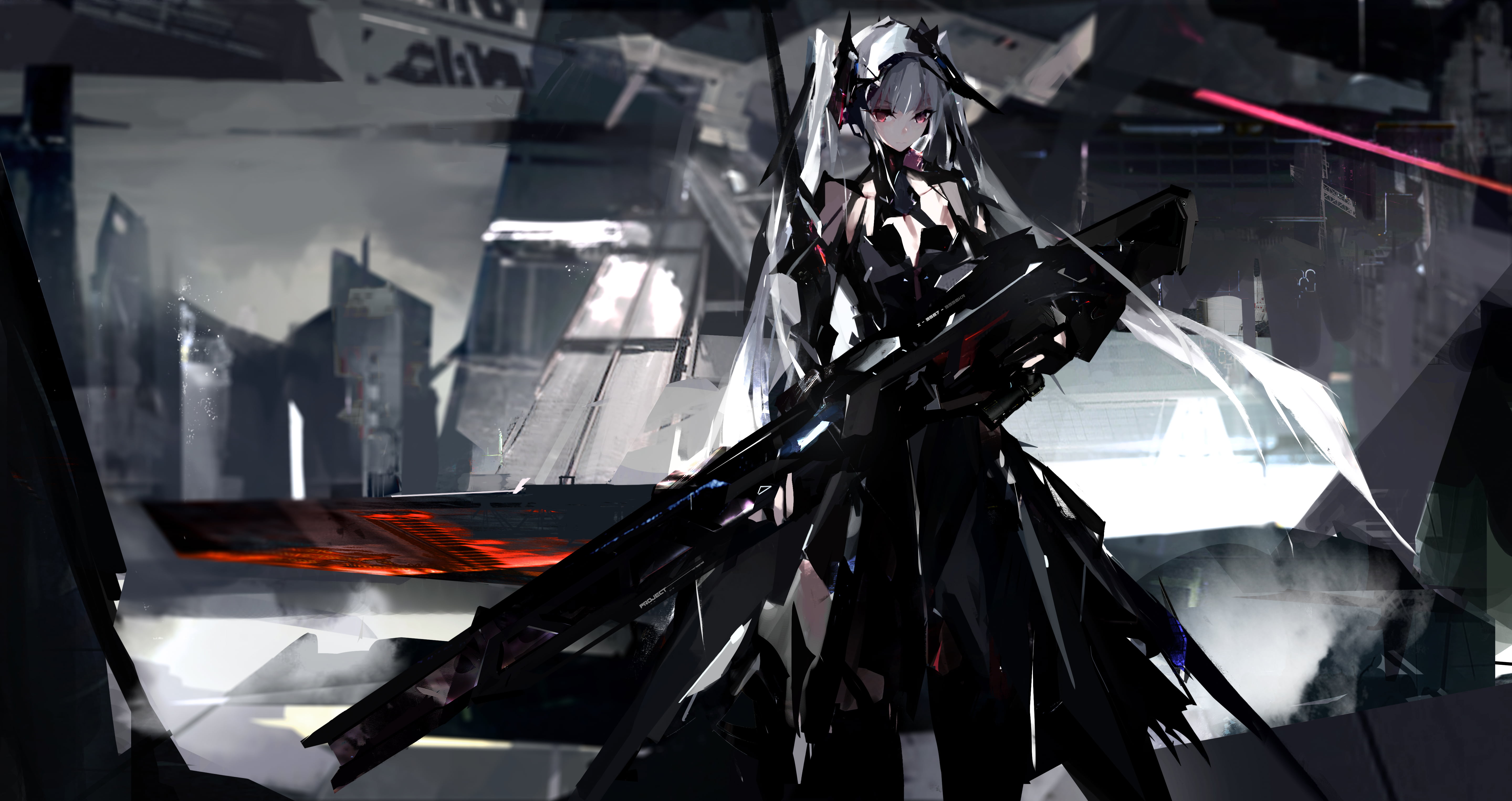 anime girls, cell (artist), Girl With Weapon, 5K, science fiction, HD Wallpaper