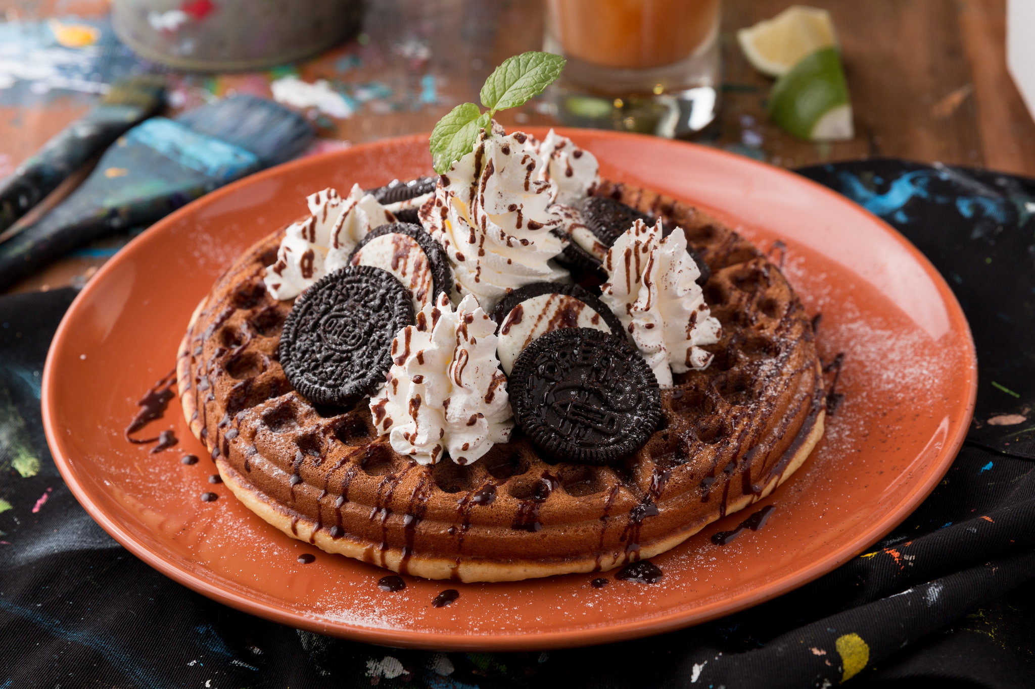 1080P, cream, dessert, chocolate, waffles, cookies, HD Wallpaper