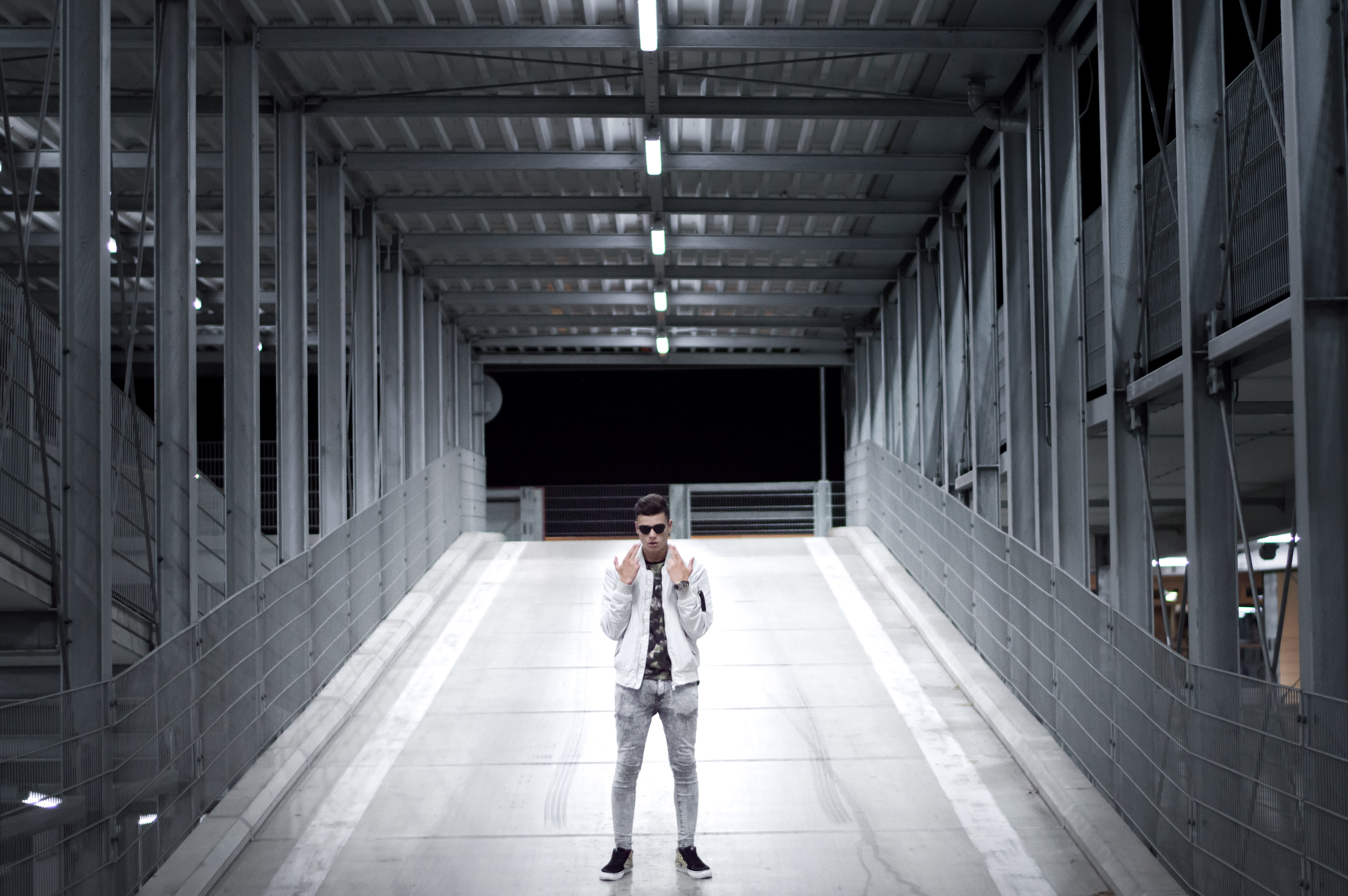 underground, full length, style, ceiling, looking at camera, adult, slovakia, young adult, one person, indoors, building, front view, real people, gray, HD Wallpaper