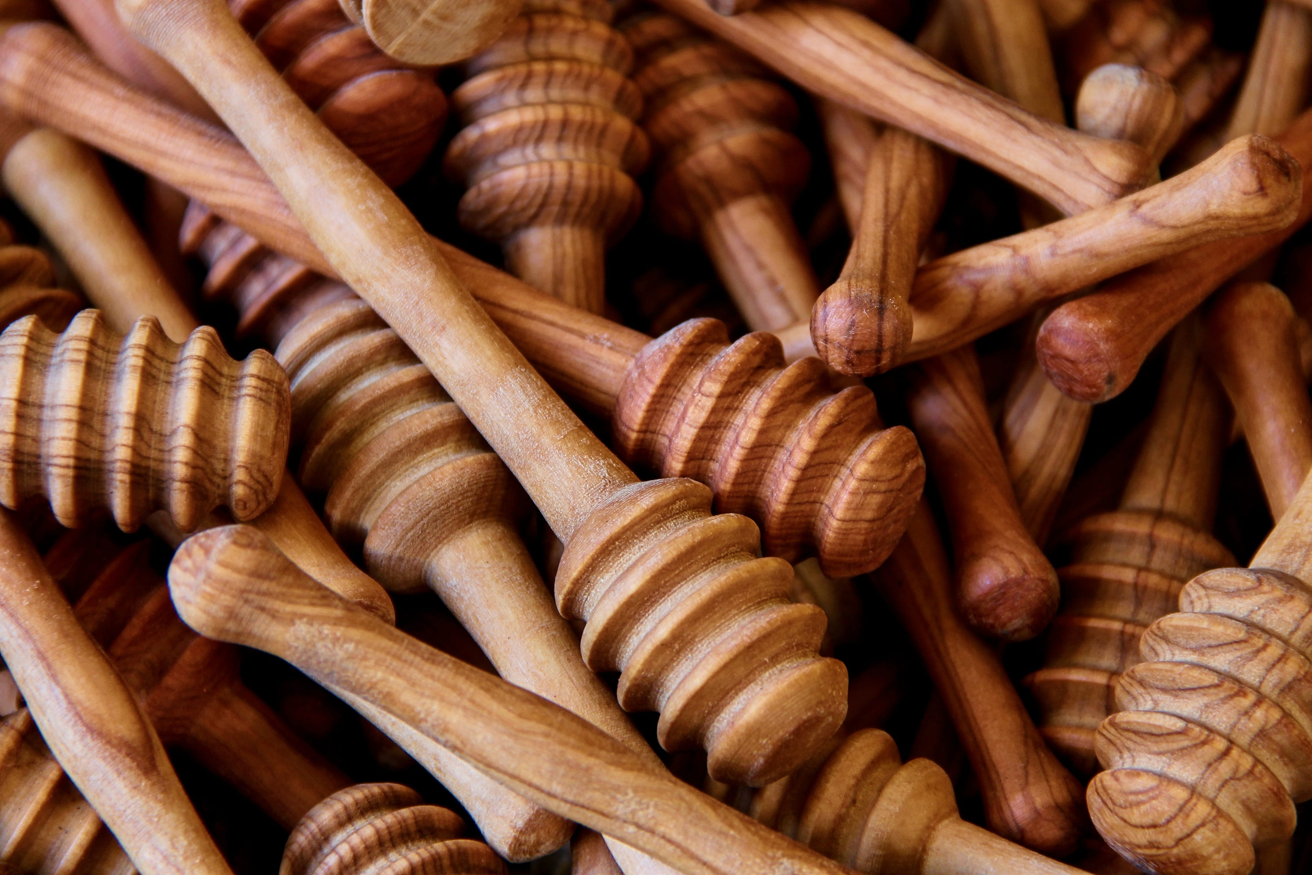 wood - material, wood, honey jack, rustic, large group of objects, abundance, pattern, wooden cutlery, close-up, food and drink, variation, high angle view, HD Wallpaper