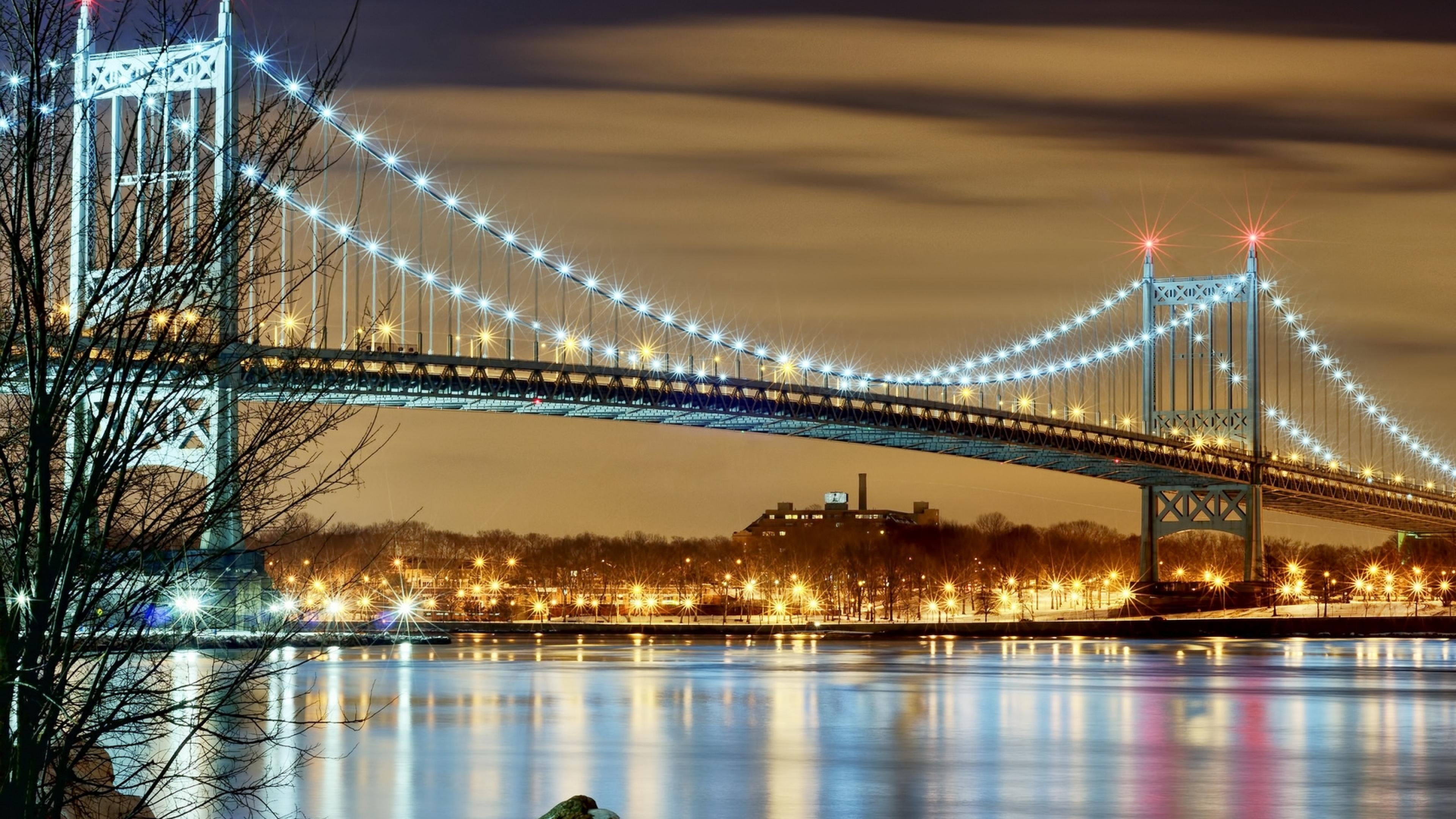 night, engineering, tourism, light, suspension, outdoors, golden, cityscape, architecture, device, connection, 4K, famous, illuminated, tourist, pier, HD Wallpaper