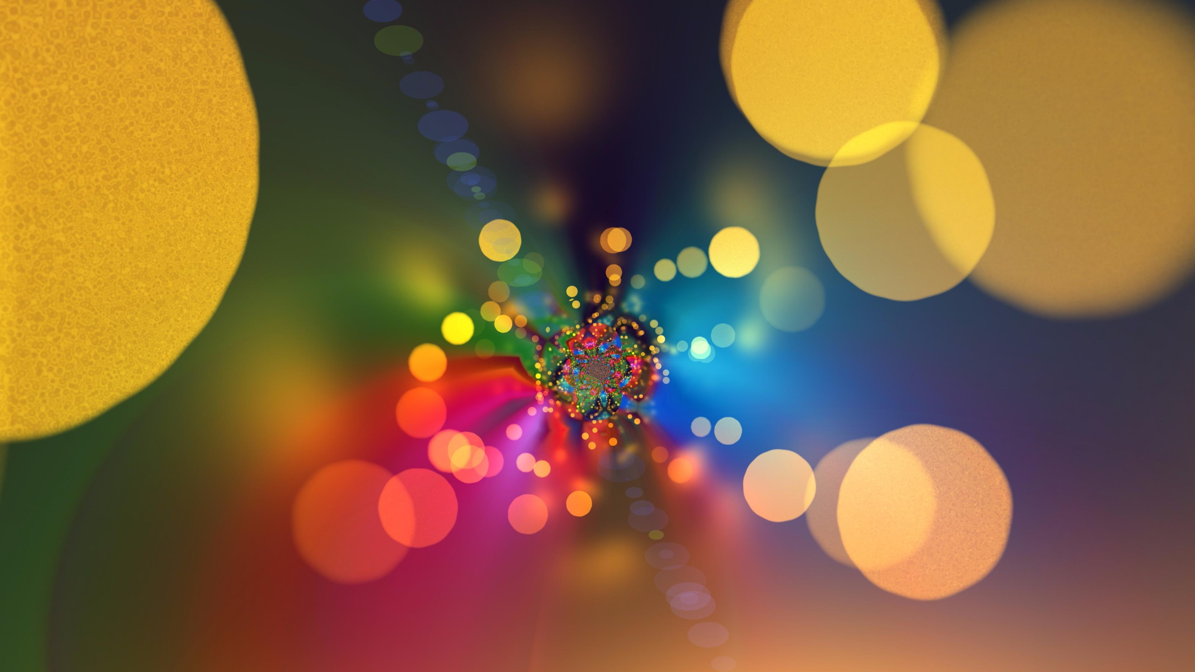 abstract art, artwork, abstract, colorful, highlights, 4K, lights, circle, highlight, curve, bokeh, HD Wallpaper