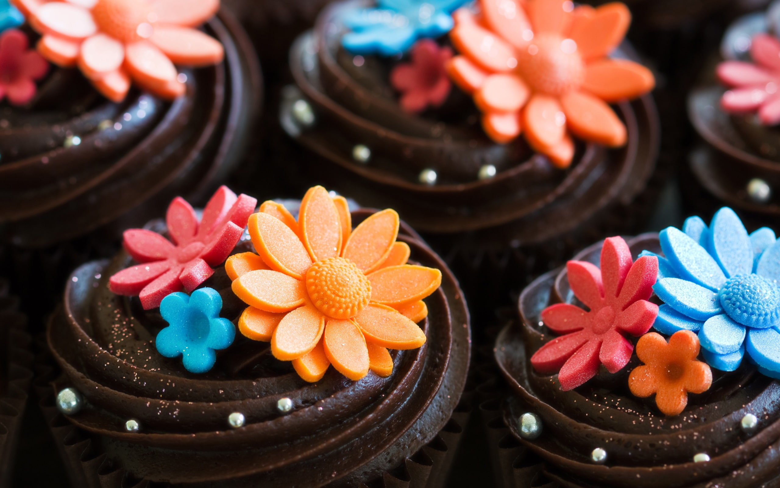Flowers, Sweet, Art, Dessert, 2K, Cream, Cake, Chocolate, HD Wallpaper