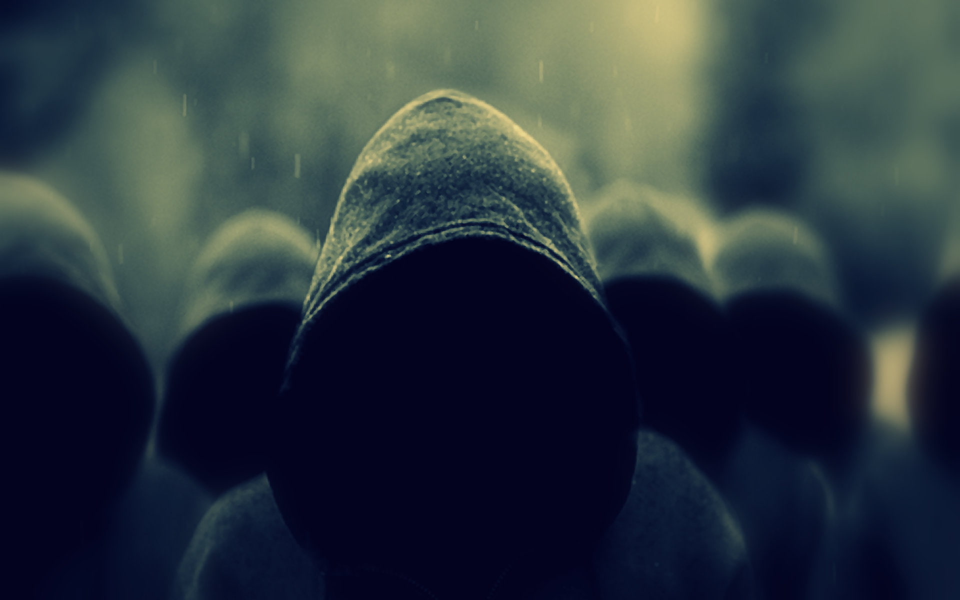 dark, artwork, rain, black, people, 1080P, hoods, digital art, HD Wallpaper
