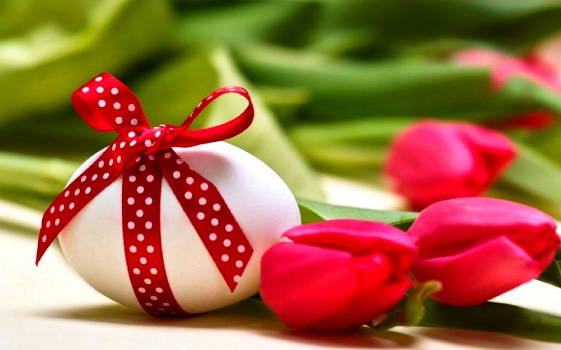 eggs, 1080P, flowers, easter, tulips, holidays, 3d and abstract, flower, HD Wallpaper