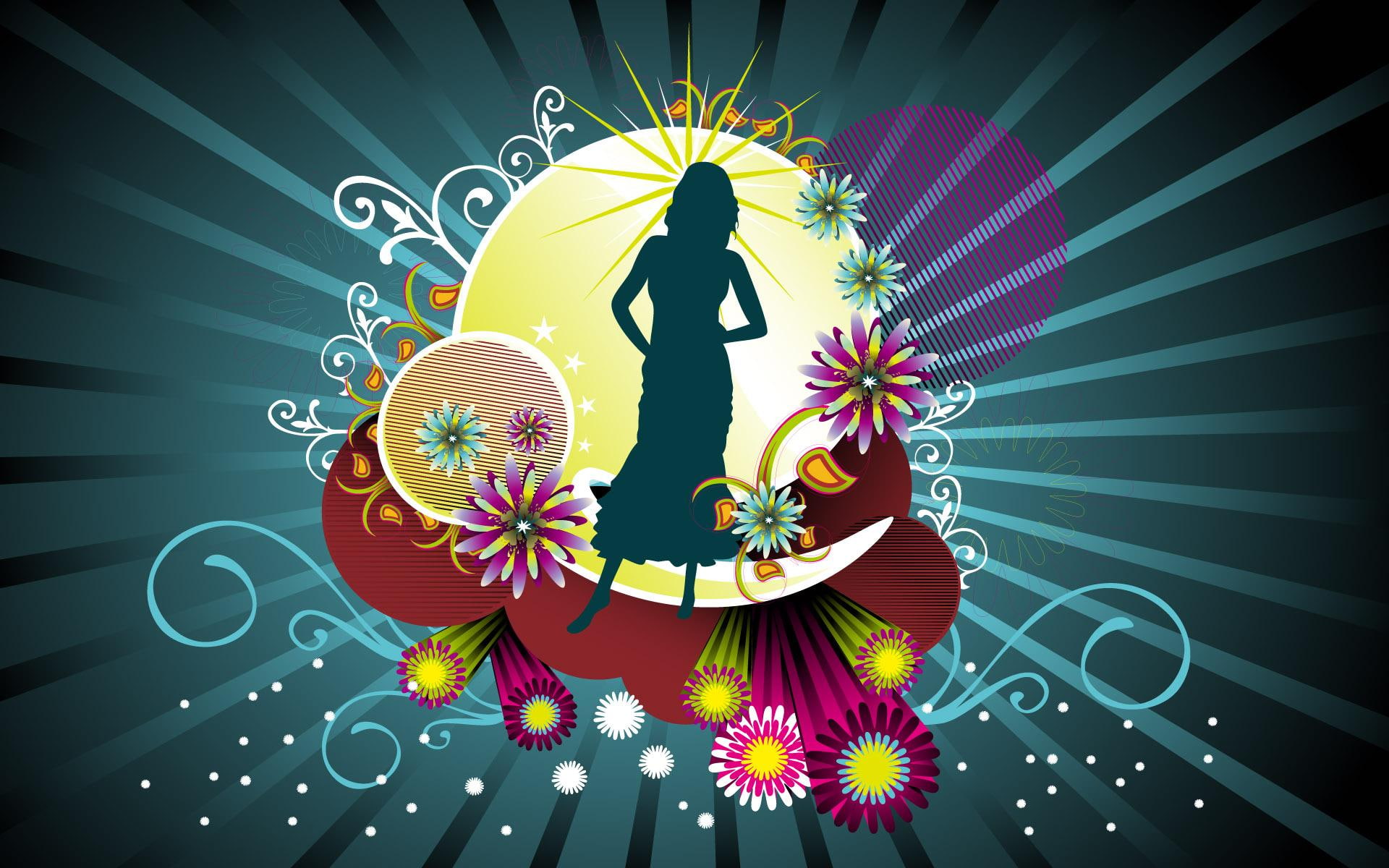 vector and designs, vector, girl, 1080P, fashion, HD Wallpaper