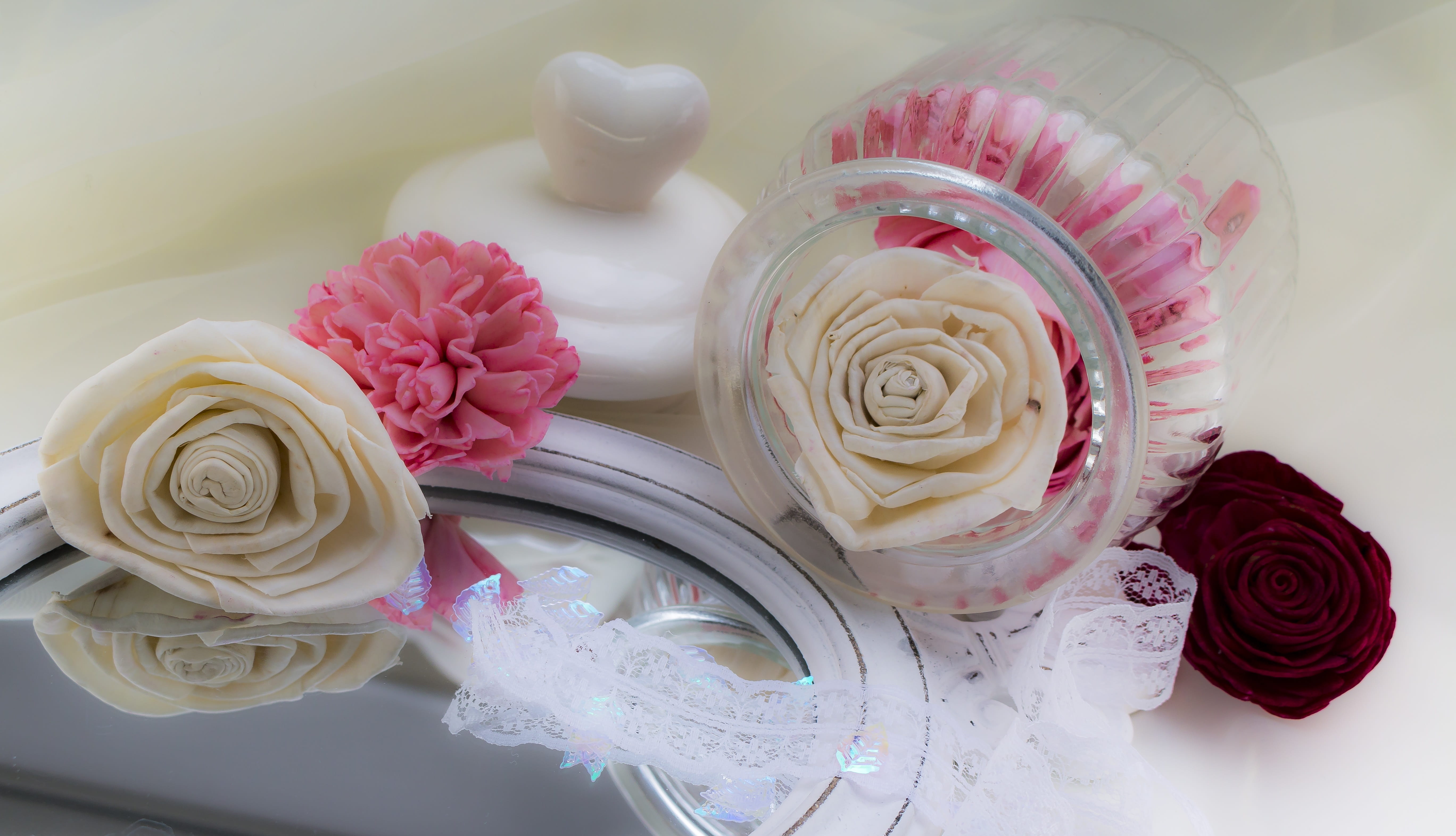 cake, romantic, light, pink, flower arrangement, white, glass, celebration, pink color, flowering plant, sweet food, petaled, bordeaux, lid, glitter, old, HD Wallpaper