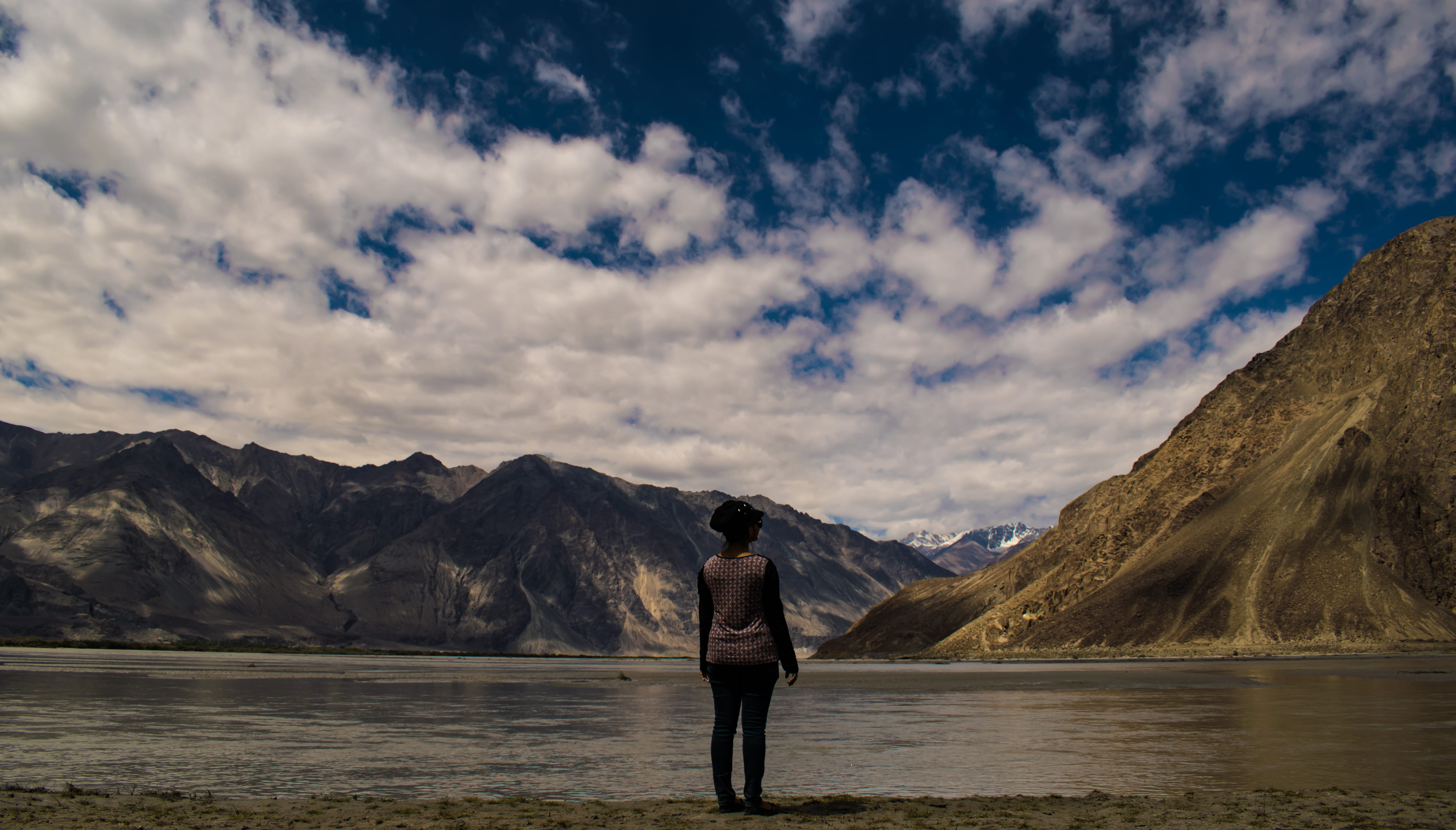 solo travel, outdoors, nature, non-urban scene, lifestyles, scenics - nature, 5K, nubra valley, ladakh, landscape, real people, one person, mountains, HD Wallpaper