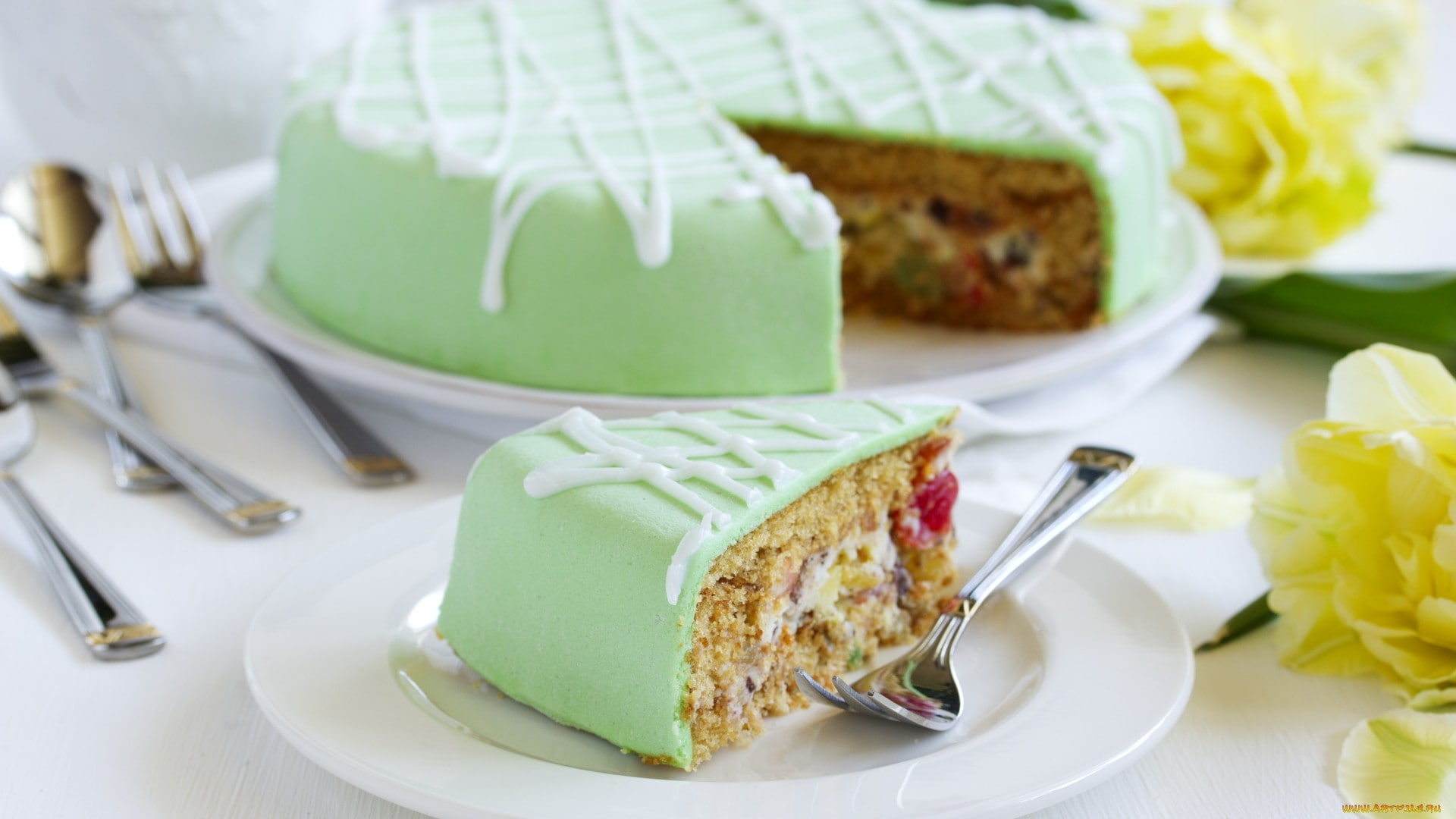 food, green, dessert, 1080P, icing, pies, cake, fondant, HD Wallpaper