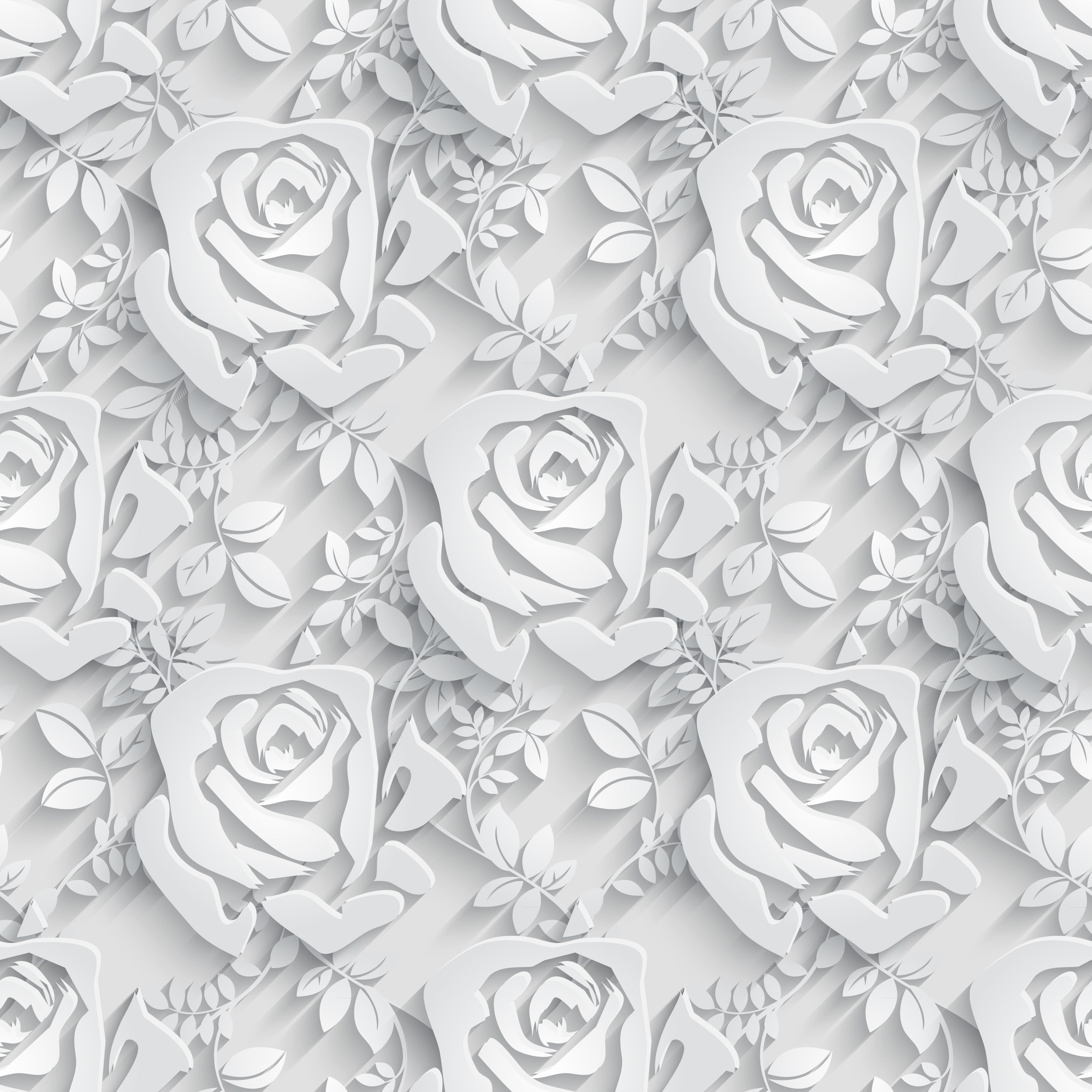 still life, rose, white color, rose - flower, seamless, no people, beauty in nature, indoors, flowering plant, vulnerability, pattern, floral pattern, Floral, Phone HD Wallpaper