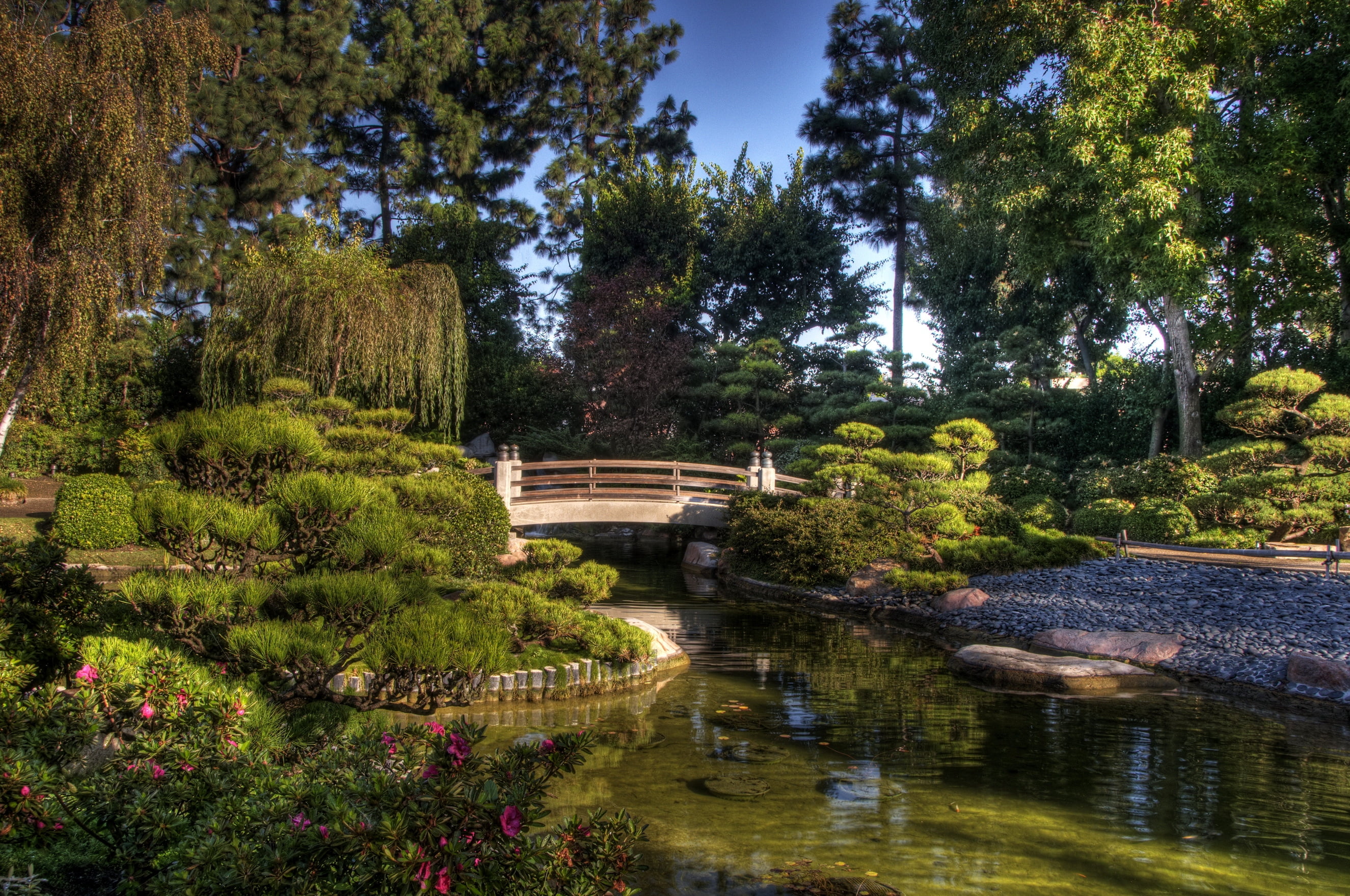 canal, cultures, pond, green, nature, bridge - Man Made Structure, intricate Arabesque, formal Garden, beauty in nature, tranquility, architecture, tree, HD Wallpaper
