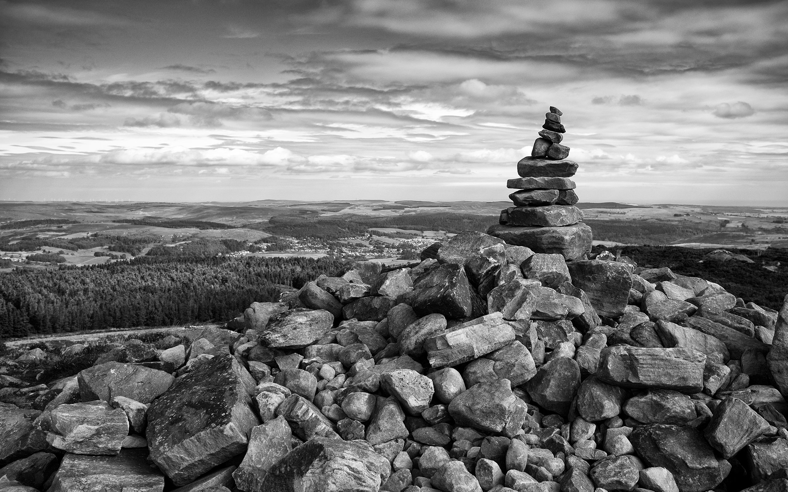 landscape, nature, stack, bw, rocks, hd, 2K, stones, HD Wallpaper