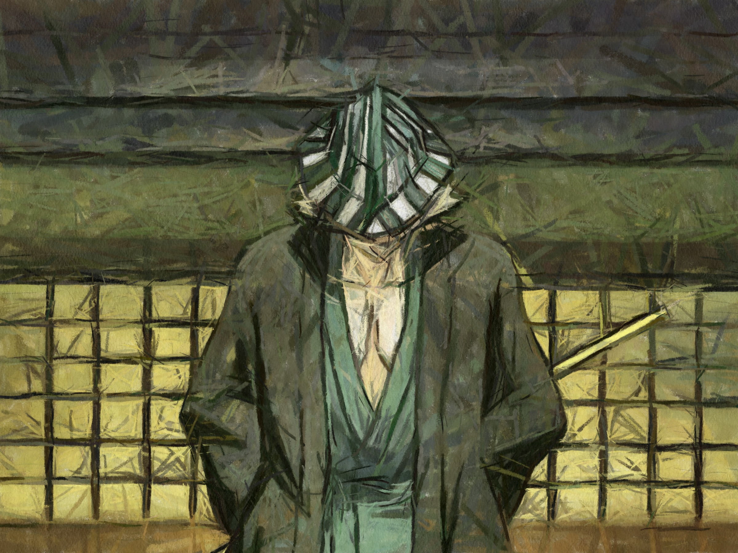 glass - material, front view, day, uruhara, fan art, indoors, Urahara Kisuke, digital composite, 1080P, people, clothing, Bleach, kisuke, architecture, HD Wallpaper