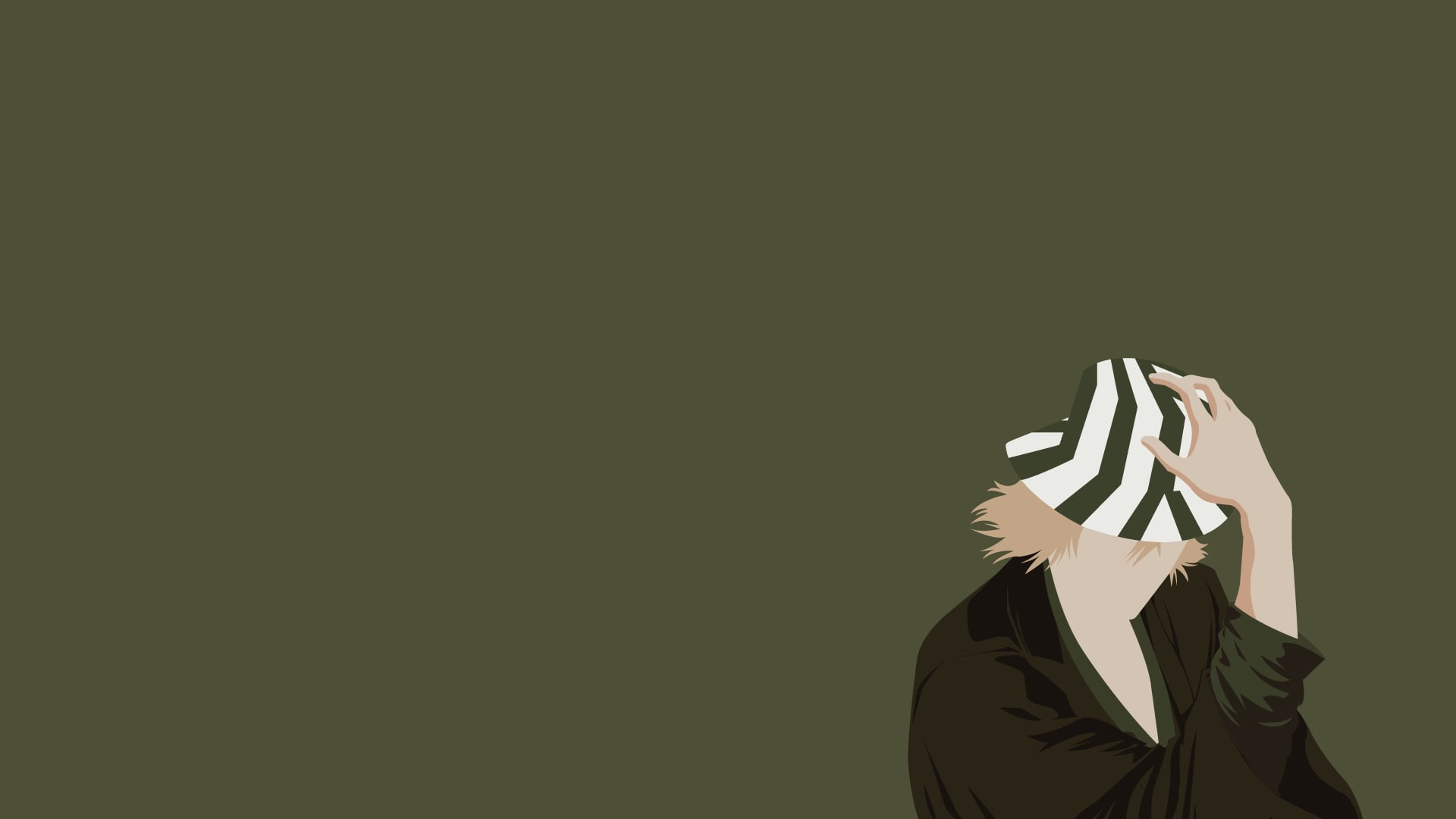 anime, haired, colored background, body part, adult, yellow, cut out, leisure activity, unrecognizable person, Urahara Kisuke, male, 1080P, character, HD Wallpaper