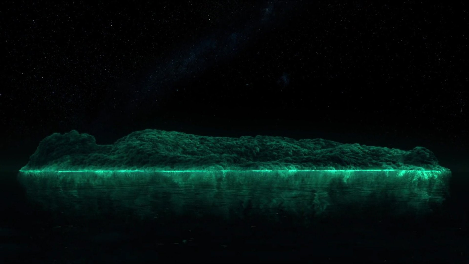 reflection, nature, water, scenics - nature, light - natural phenomenon, illuminated, Life of Pi, night, star - space, glowing, turquoise colored, luminosity, HD Wallpaper