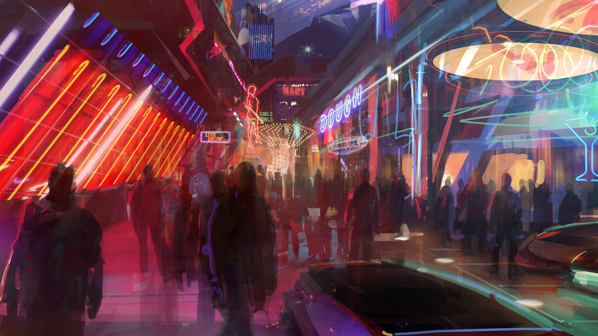 people, mass effect, artwork, effect, d, light, mall, mass, 1080P, walking, photo, HD Wallpaper