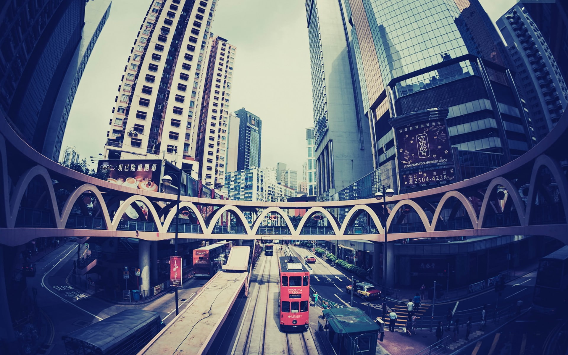 fisheye, city, photo, through, effect, kong, hong, photography, 1080P, HD Wallpaper