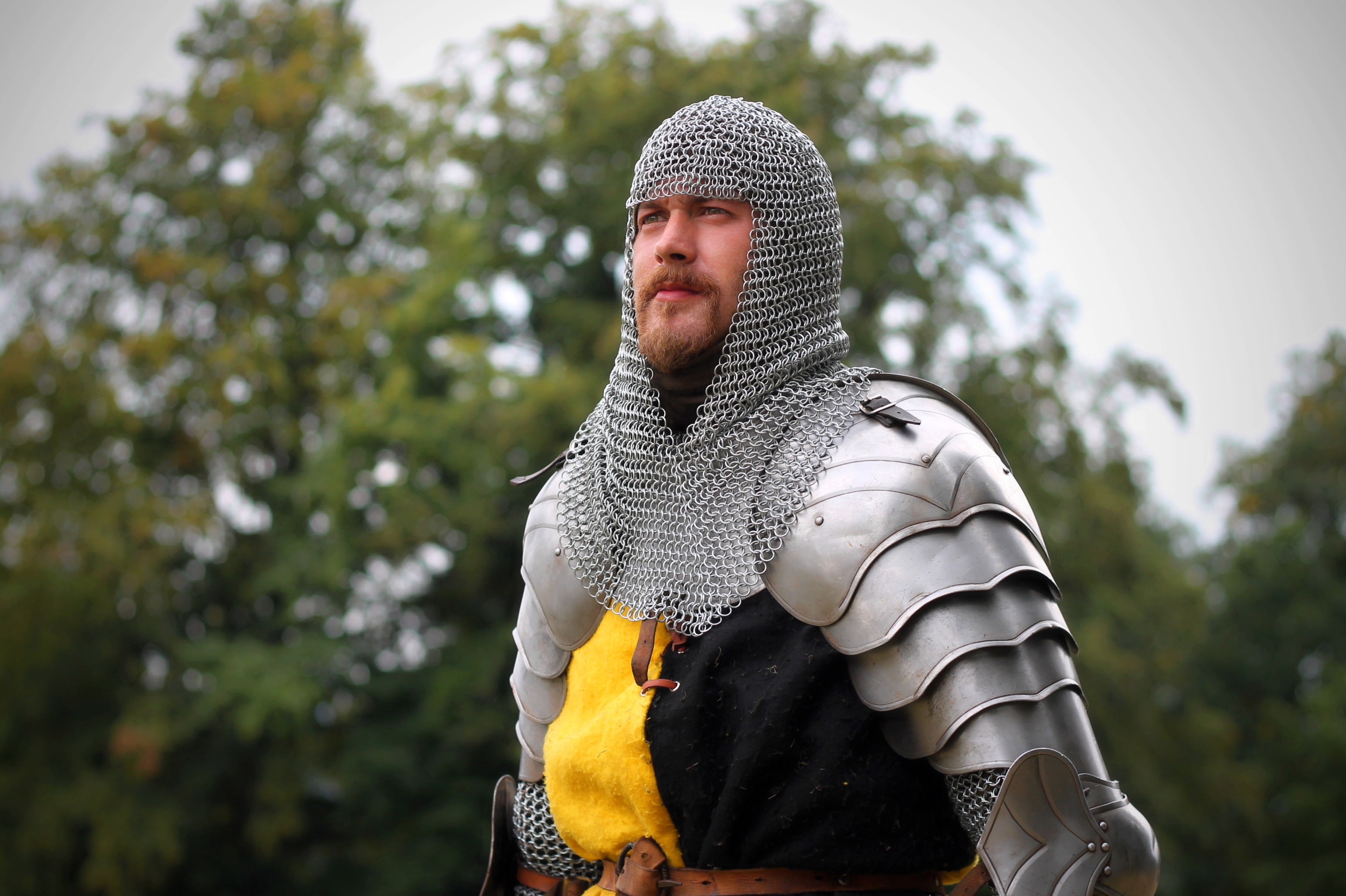 2K, sheet, man, middle ages, portrait, focus on foreground, one man only, clothing, young adult, historical fencing, contemplation, real people, tree, HD Wallpaper