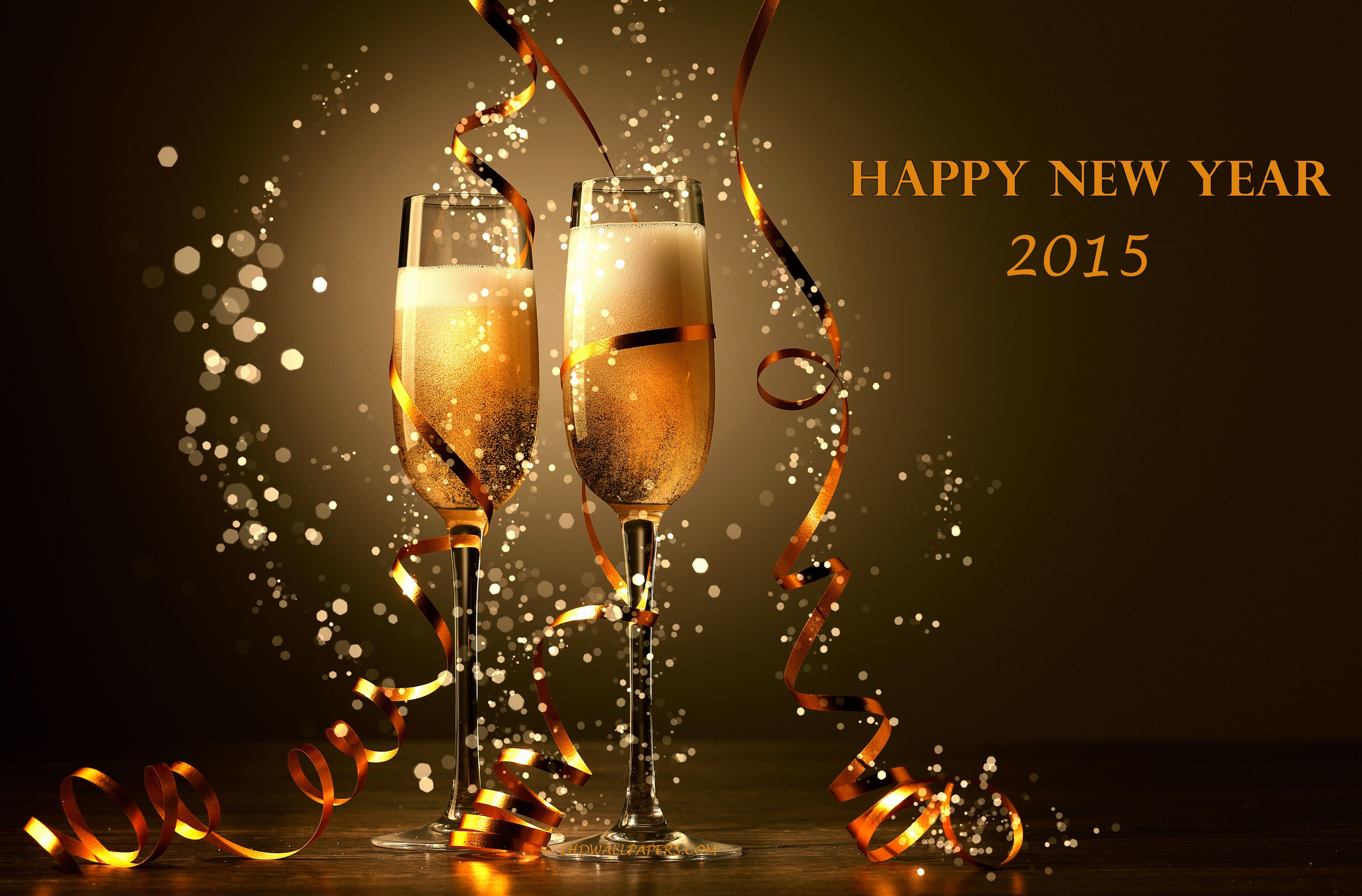 champagne, happy, 5K, new, new year, new year 2015, 2015, year, HD Wallpaper