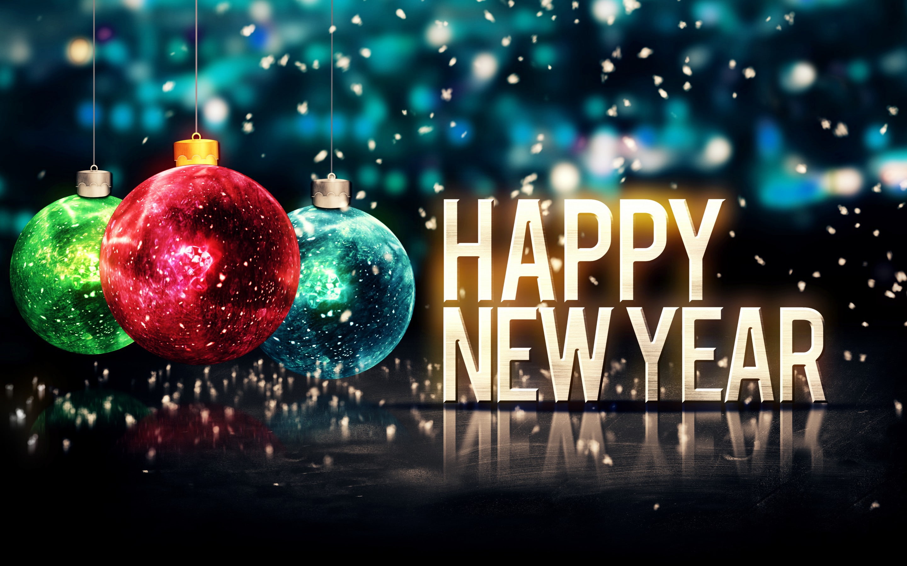New Year, Christmas, balls, 2K, 2015, Happy, Merry, new, year, HD Wallpaper