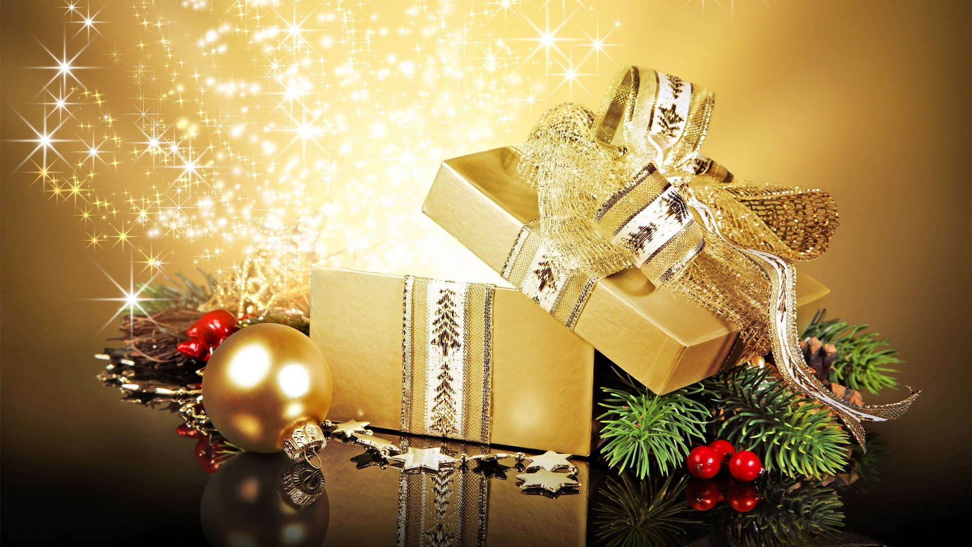 celebration, christmas, decoration, gift, bow, no people, tree, ornament, shiny, toiletry, wrapping paper, golden, christmas lights, bangle, decorative, HD Wallpaper