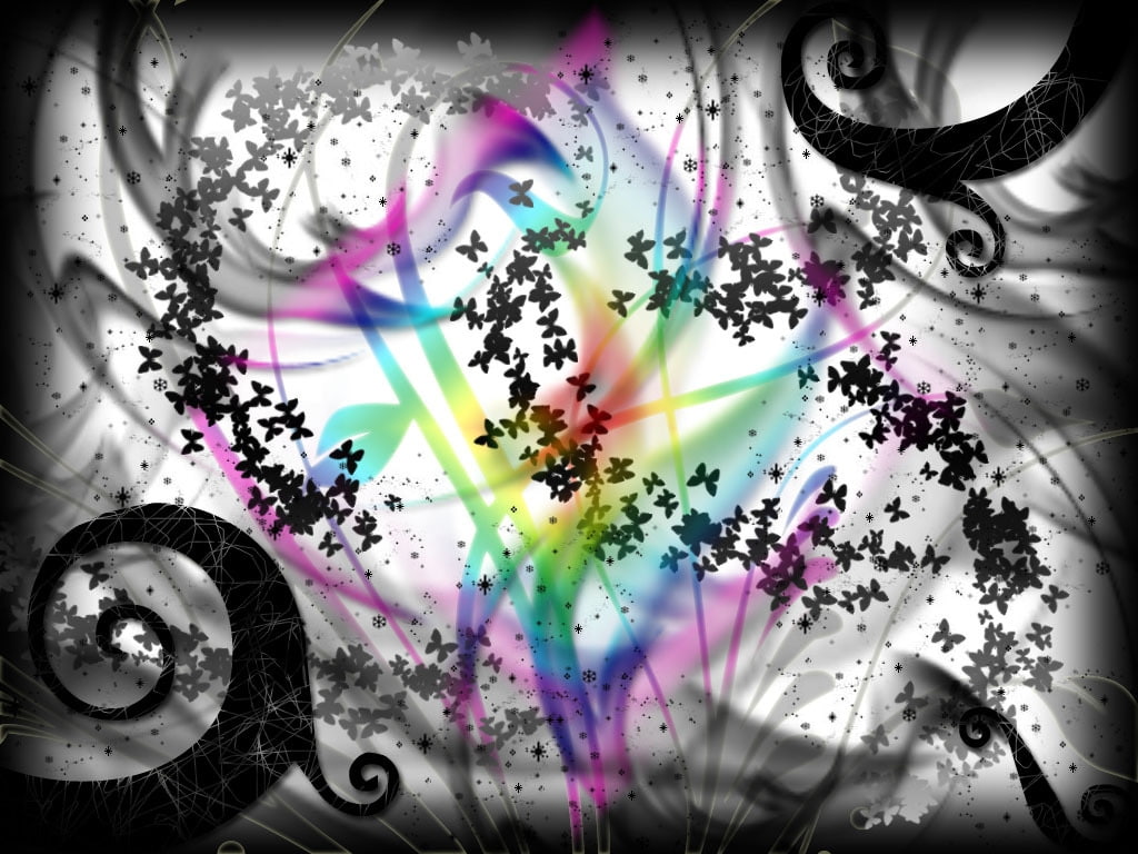 rainbow, painting, 480P, hd, white, black, abstract, patterns, HD Wallpaper