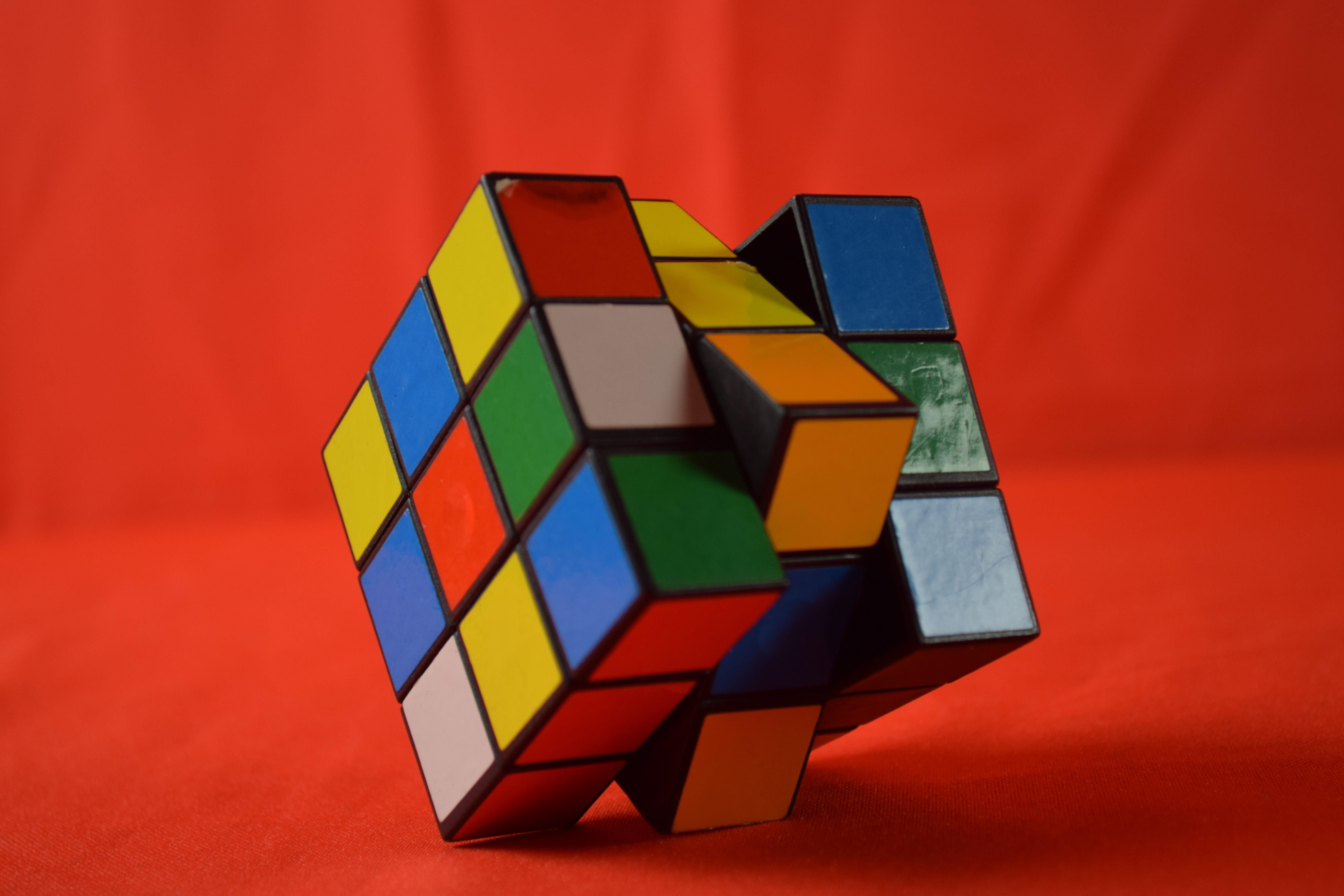 square shape, studio shot, block, cube shape, complexity, indoors, block shape, 5K, shape, rubick, colored background, still life, wood - material, s, HD Wallpaper